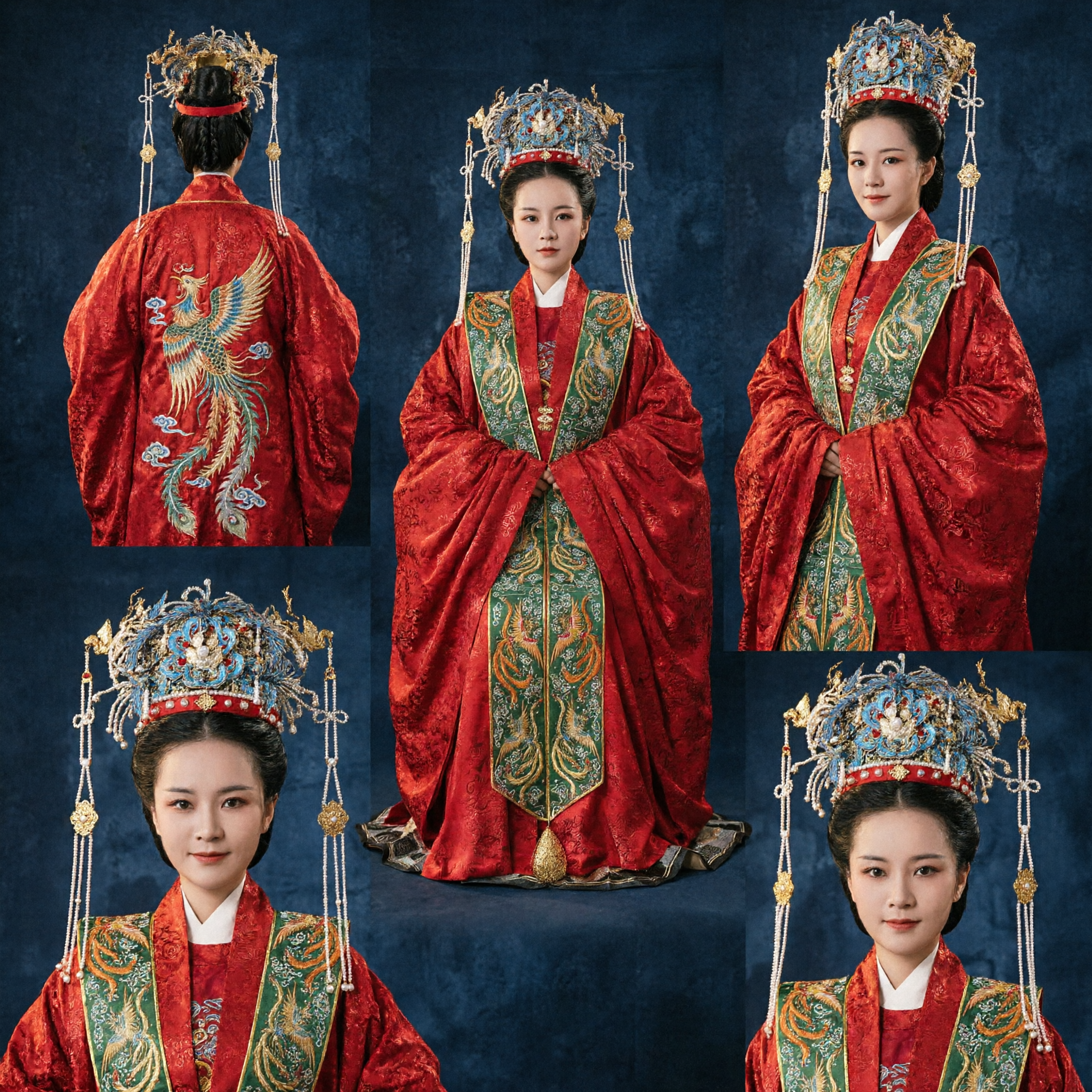 Ancient Chinese Traditional Red Wedding Hanfu Dress Embroidered Phoenix Robe Imperial Empress Costume for Women - Asian Costume