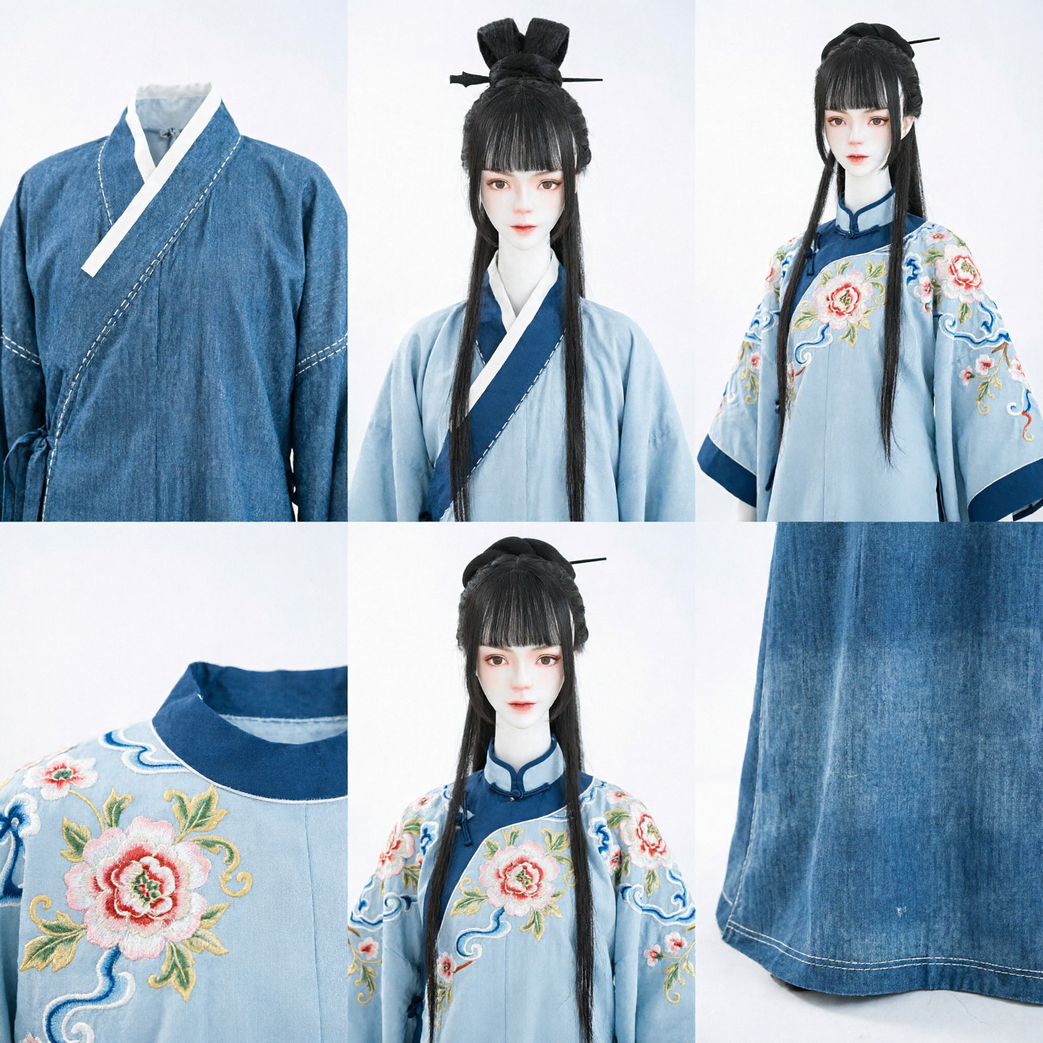 Ancient Chinese Long Black Wig Traditional Hanfu Hairpiece Cosplay Costume for Women Historical Drama - Asian Costume