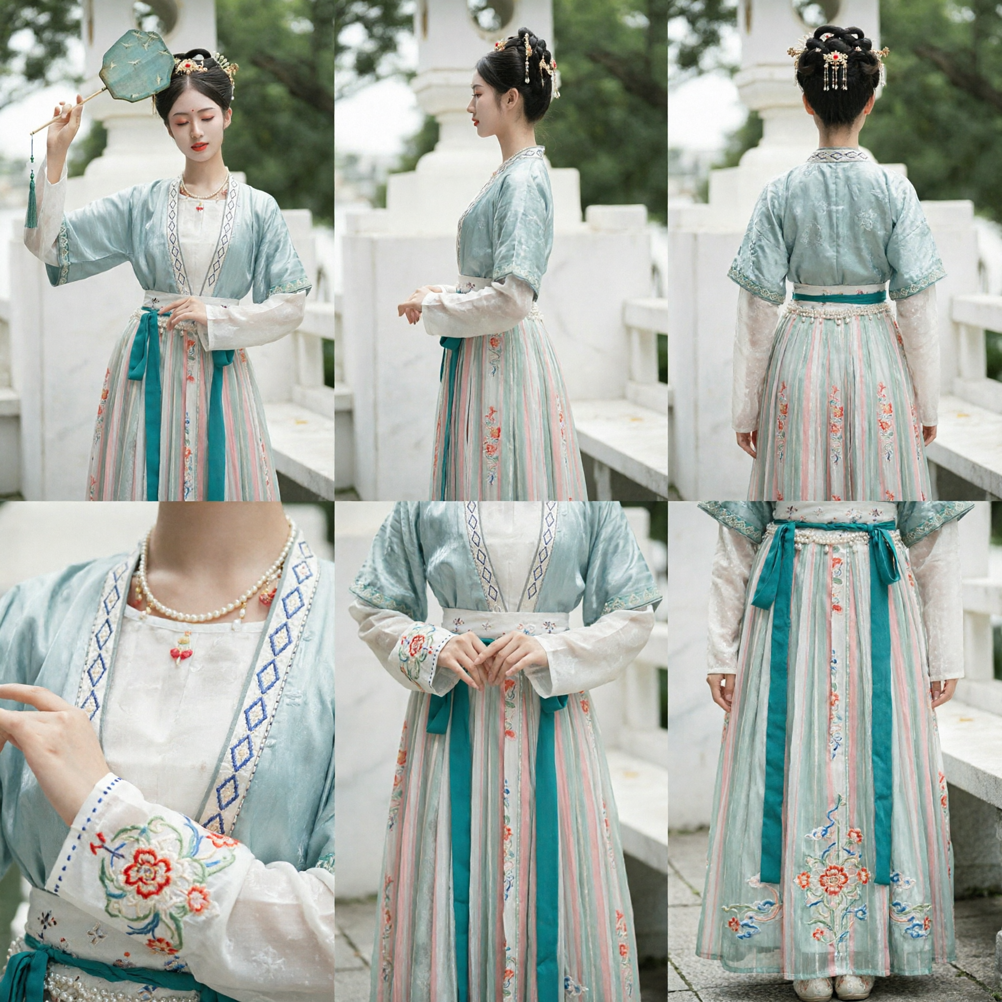 Elegant Chinese Traditional Hanfu Song Dynasty Style Blue Ruqun Ancient Costume for Women Photography - Asian Costume