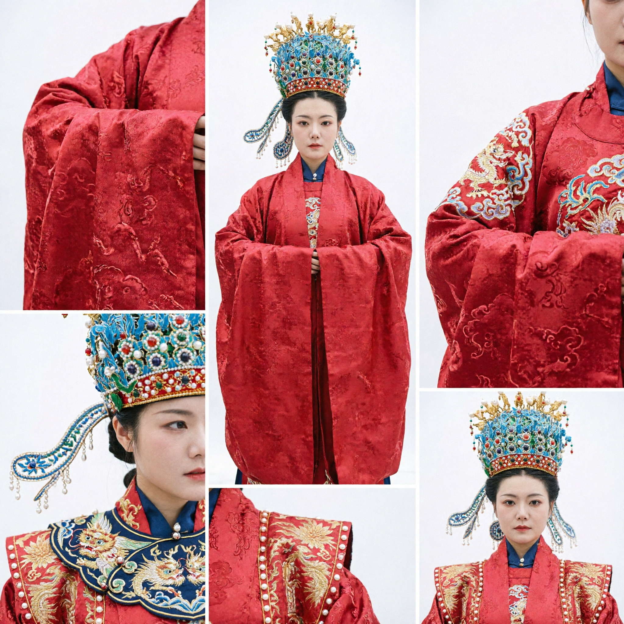 Traditional Chinese Red Hanfu Wedding Dress Ming Dynasty Phoenix Crown Ancient Empress Costume for Women - Asian Costume