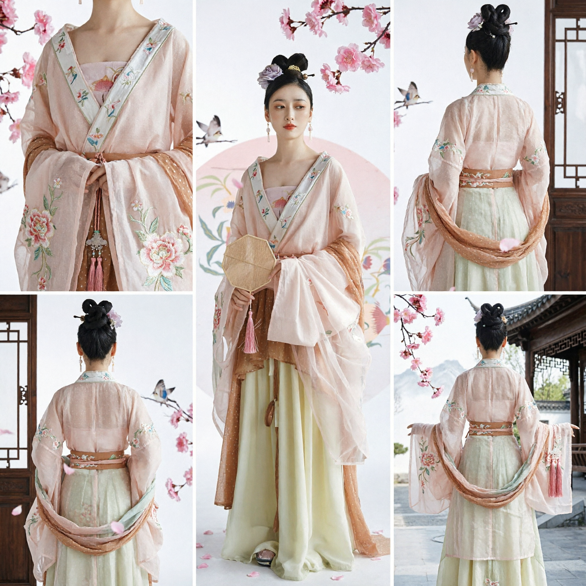 Chinese Traditional Hanfu Tang Dynasty Palace Lady Costume Ancient Fairy Dress with Embroidery for Women - Asian Costume