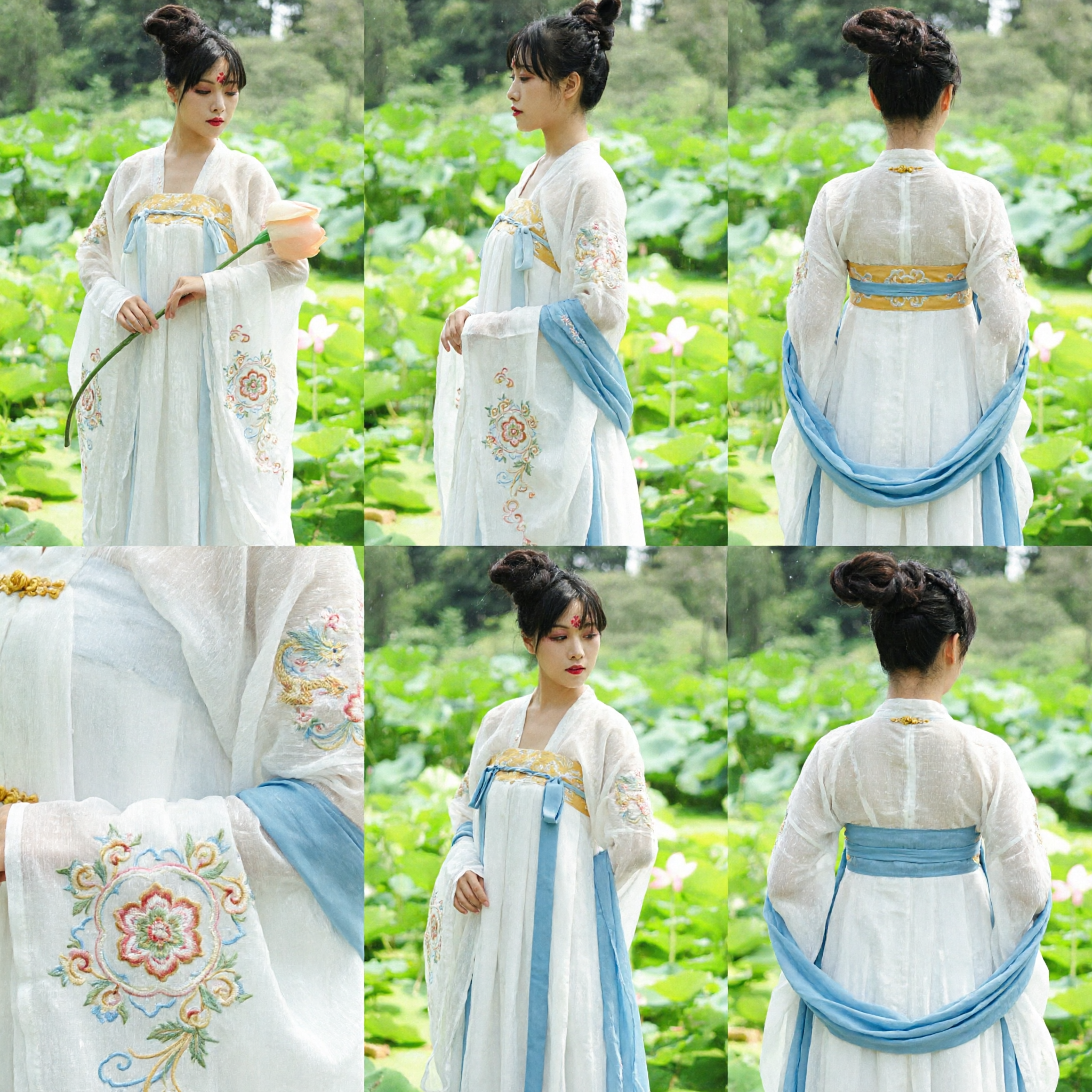 Elegant White Traditional Chinese Hanfu Dress for Women Tang Dynasty Ruqun Fairy Costume for Cosplay Photography - Asian Costume