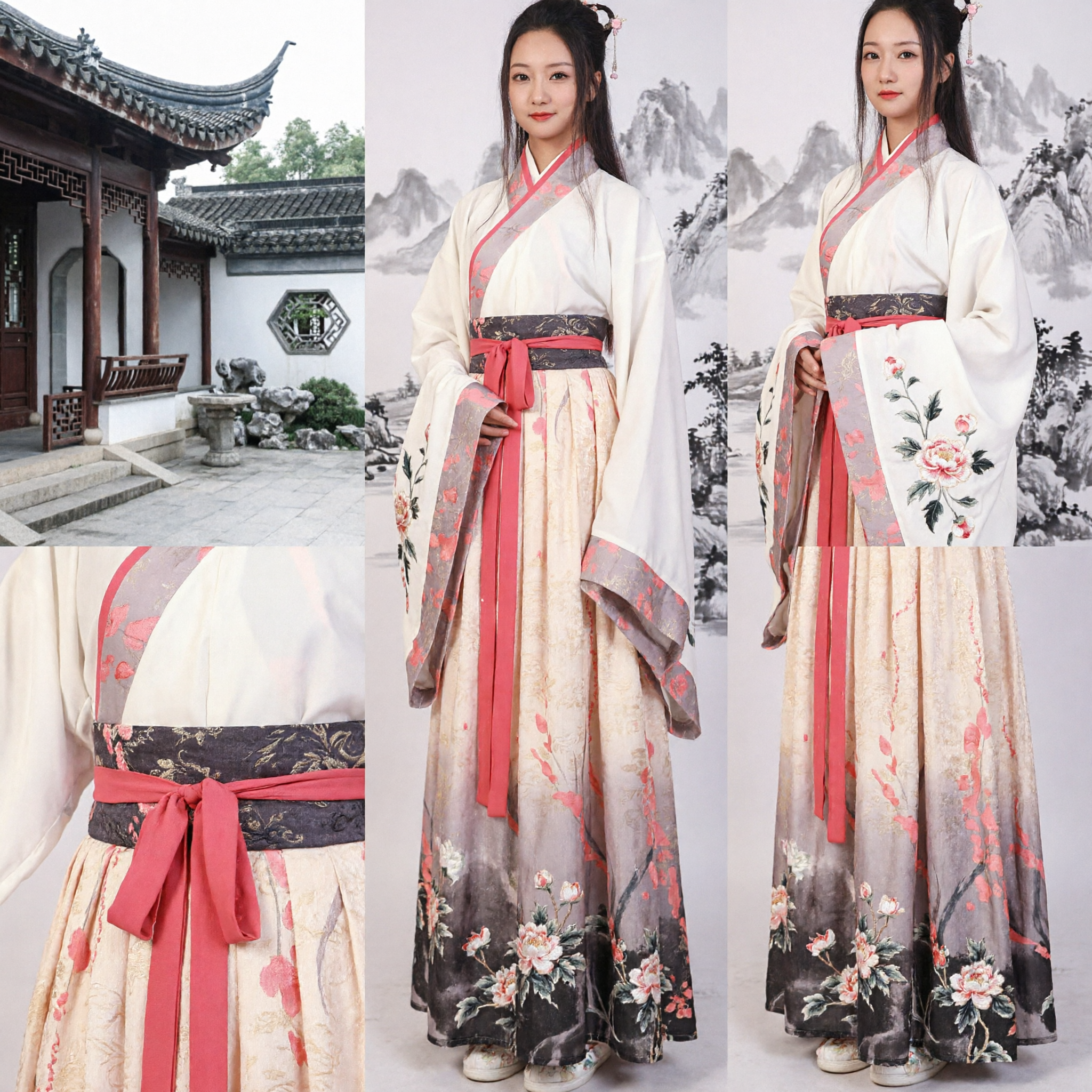 Traditional Chinese Hanfu Ancient Costume Women's Pink Floral Ruqun Dress for Cosplay and Performance - Asian Costume