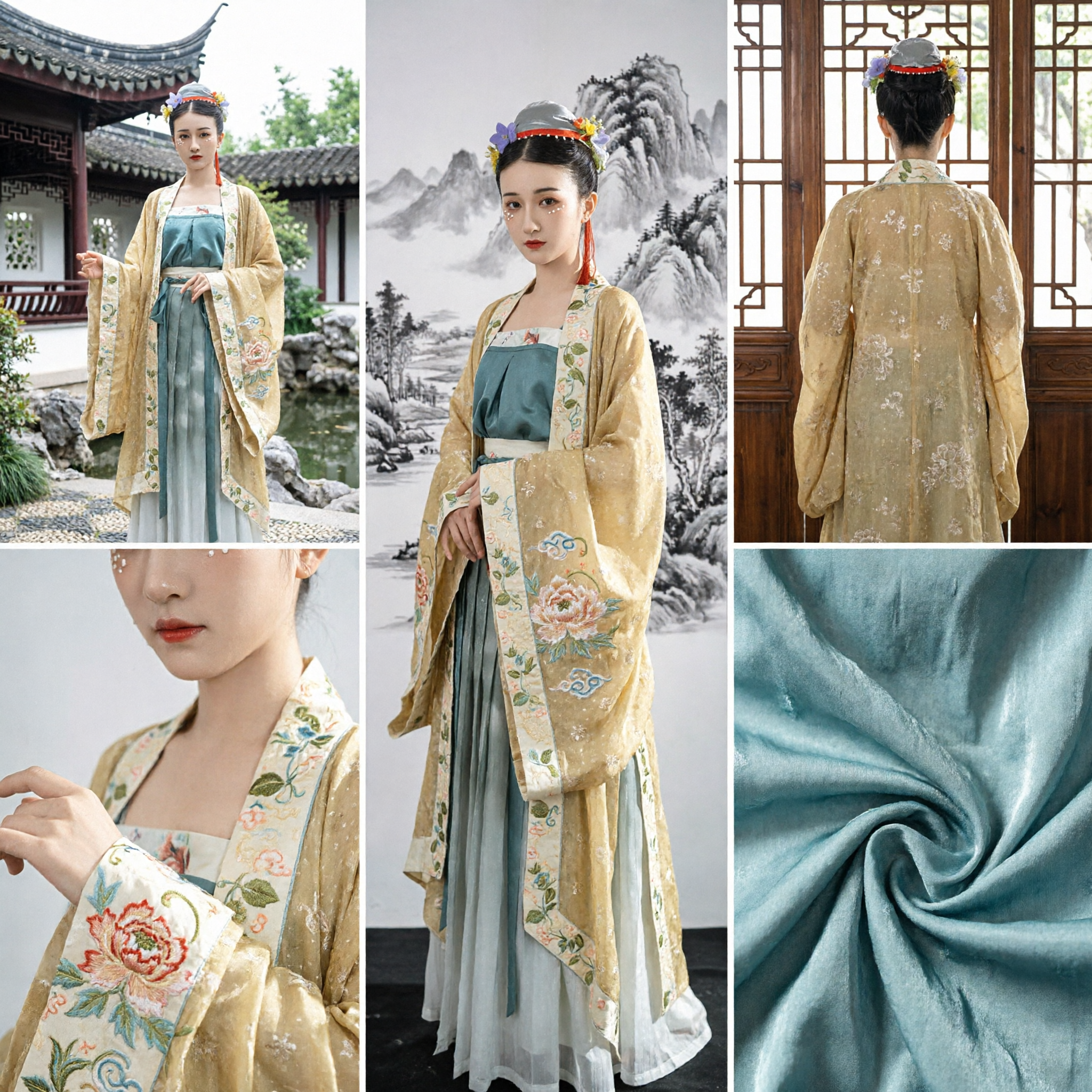 Ancient Song Dynasty Style Hanfu Set for Women Traditional Chinese Embroidered Robe and Gradient Pleated Skirt Costume - Asian Costume