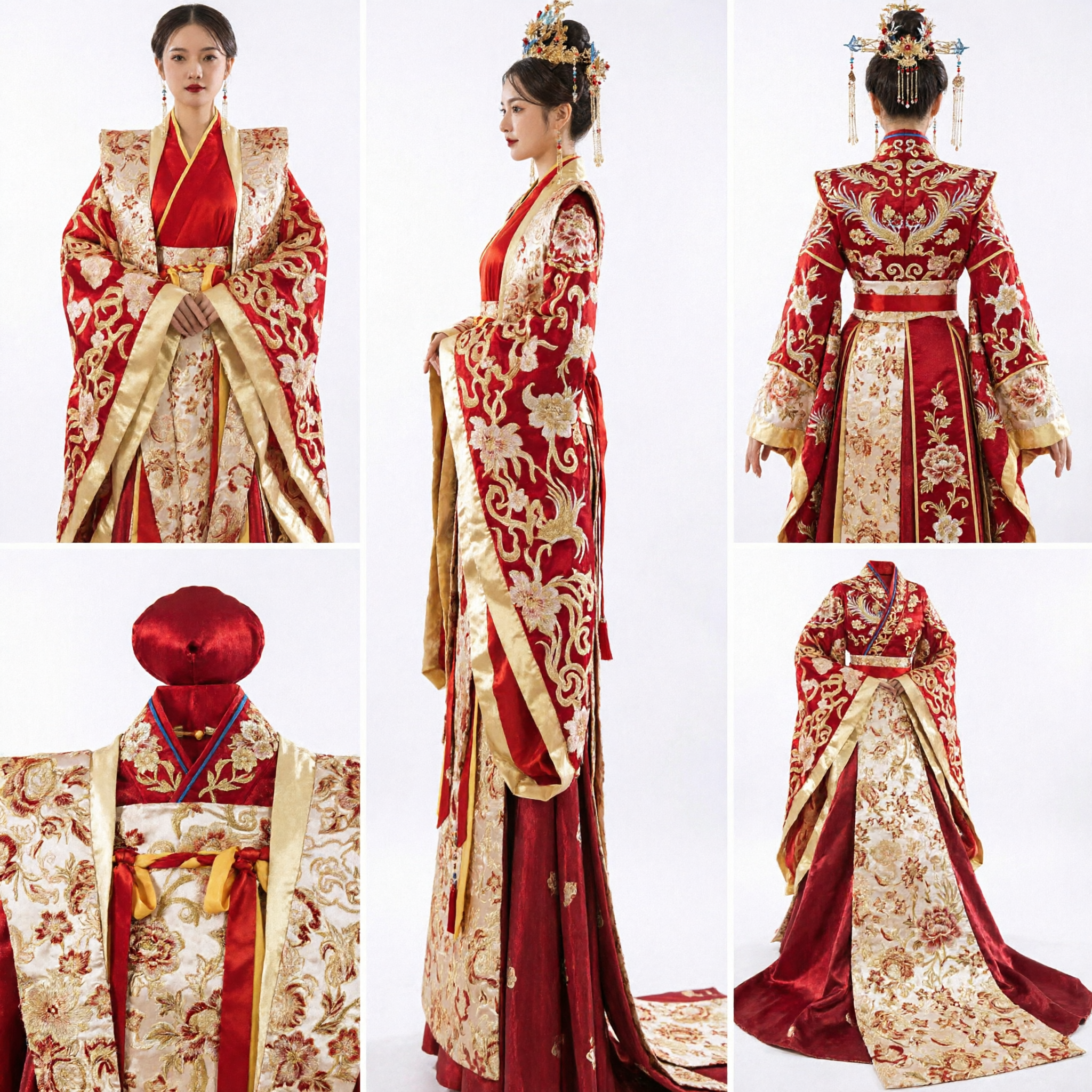 Exquisite Traditional Chinese Wedding Dress Red Hanfu Bride Costume Ancient Embroidered Gown for Women - Asian Costume