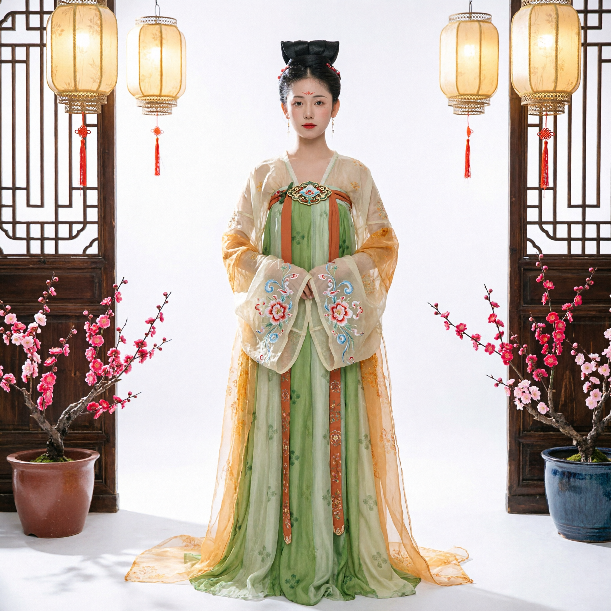 Traditional Chinese Tang Dynasty Hanfu Costume Green Qixiong Ruqun Ancient Dress for Women Cosplay Performance - Asian Costume