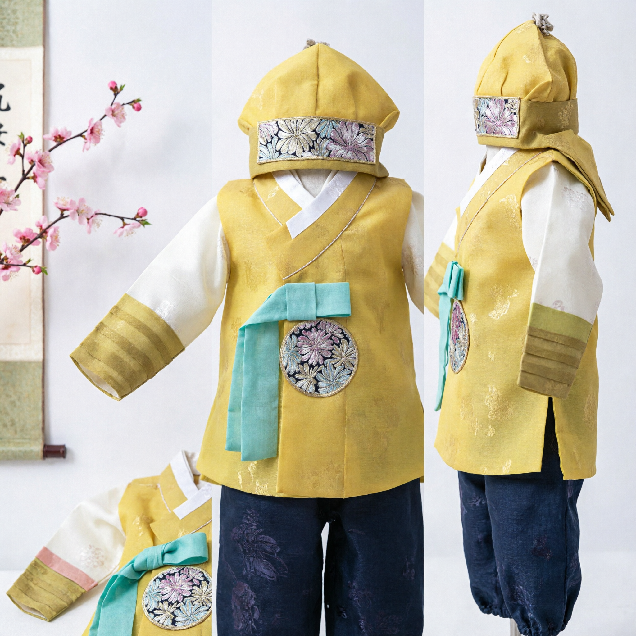 Traditional Yellow Korean Hanbok Set for Kids Boys Doljanchi First Birthday Wedding Party Costume - Asian Costume
