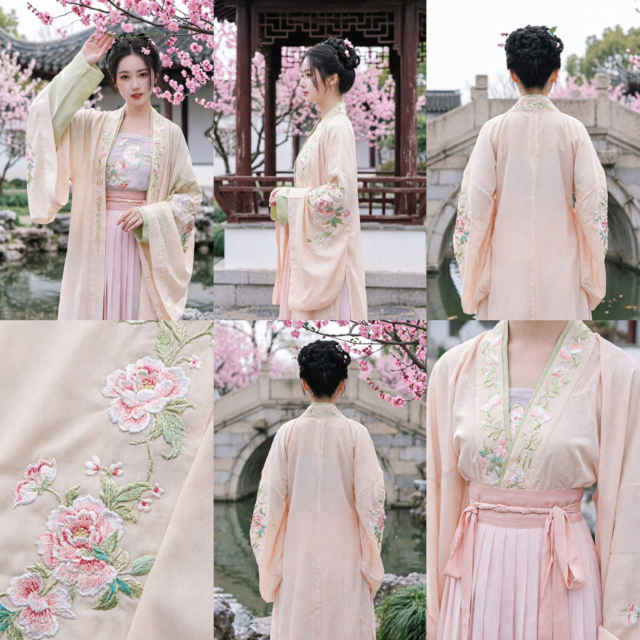 Traditional Chinese Hanfu Dress for Women Ancient Style Floral Embroidery Robe and Skirt Set for Photography and Cosplay - Asian Costume