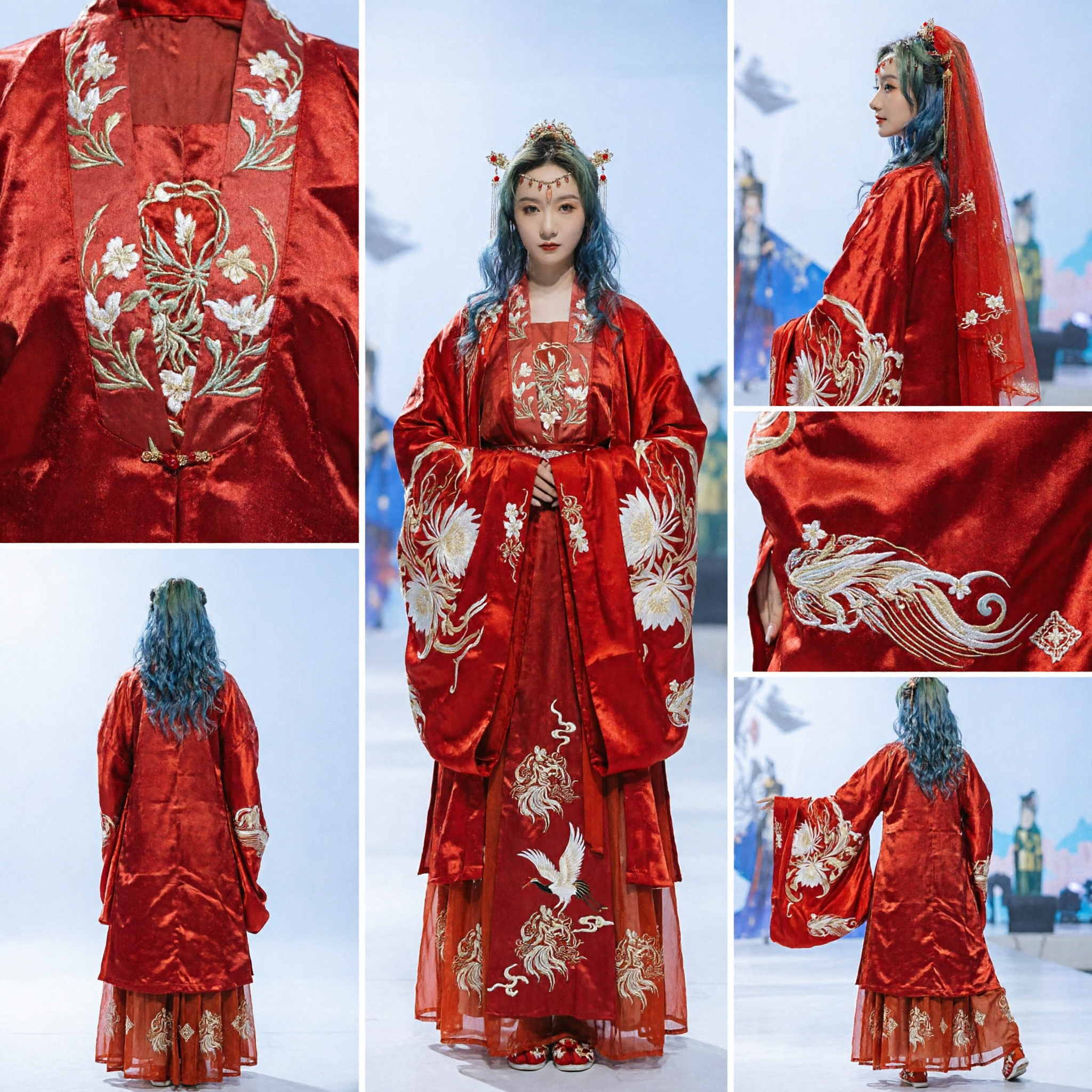 Traditional Chinese Red Hanfu Wedding Dress Ancient Embroidered Palace Costume for Women Festival - Asian Costume