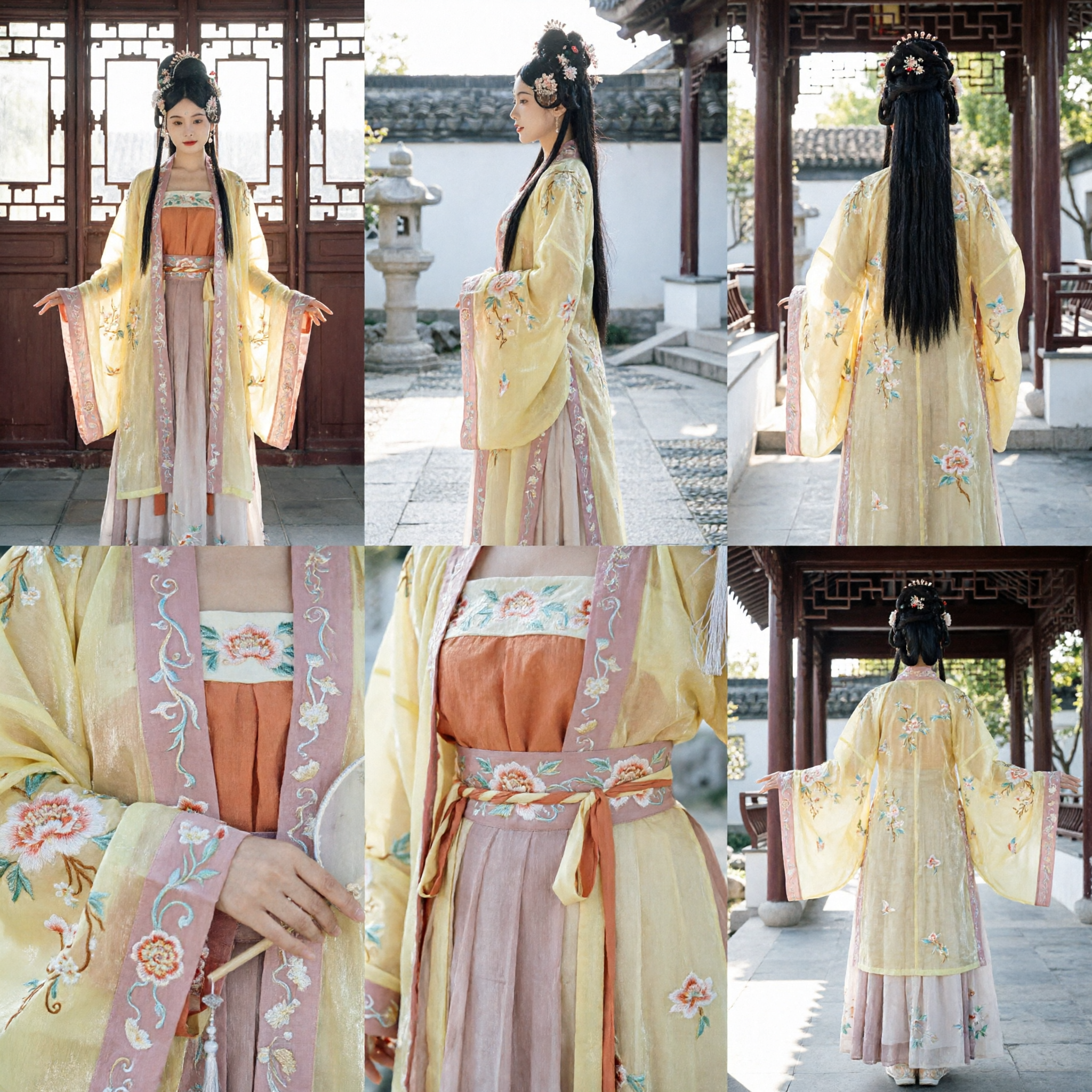 Ancient Chinese Tang Dynasty Princess Hanfu Costume Yellow Embroidered Fairy Dress Traditional Clothing for Women - Asian Costume