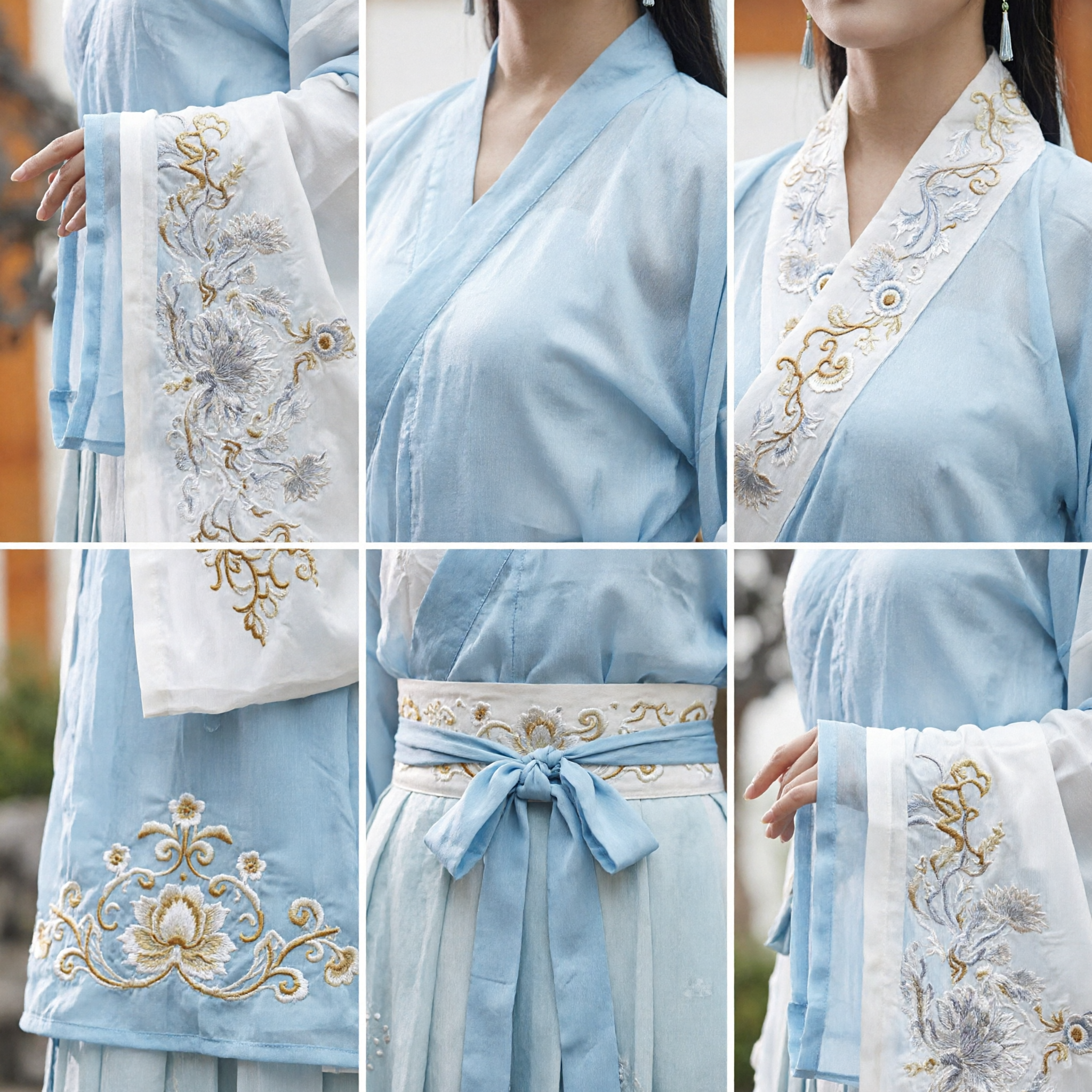 Ancient Chinese Traditional Hanfu Fairy Costume Blue and White Embroidered Dress for Women Cosplay Performance - Asian Costume