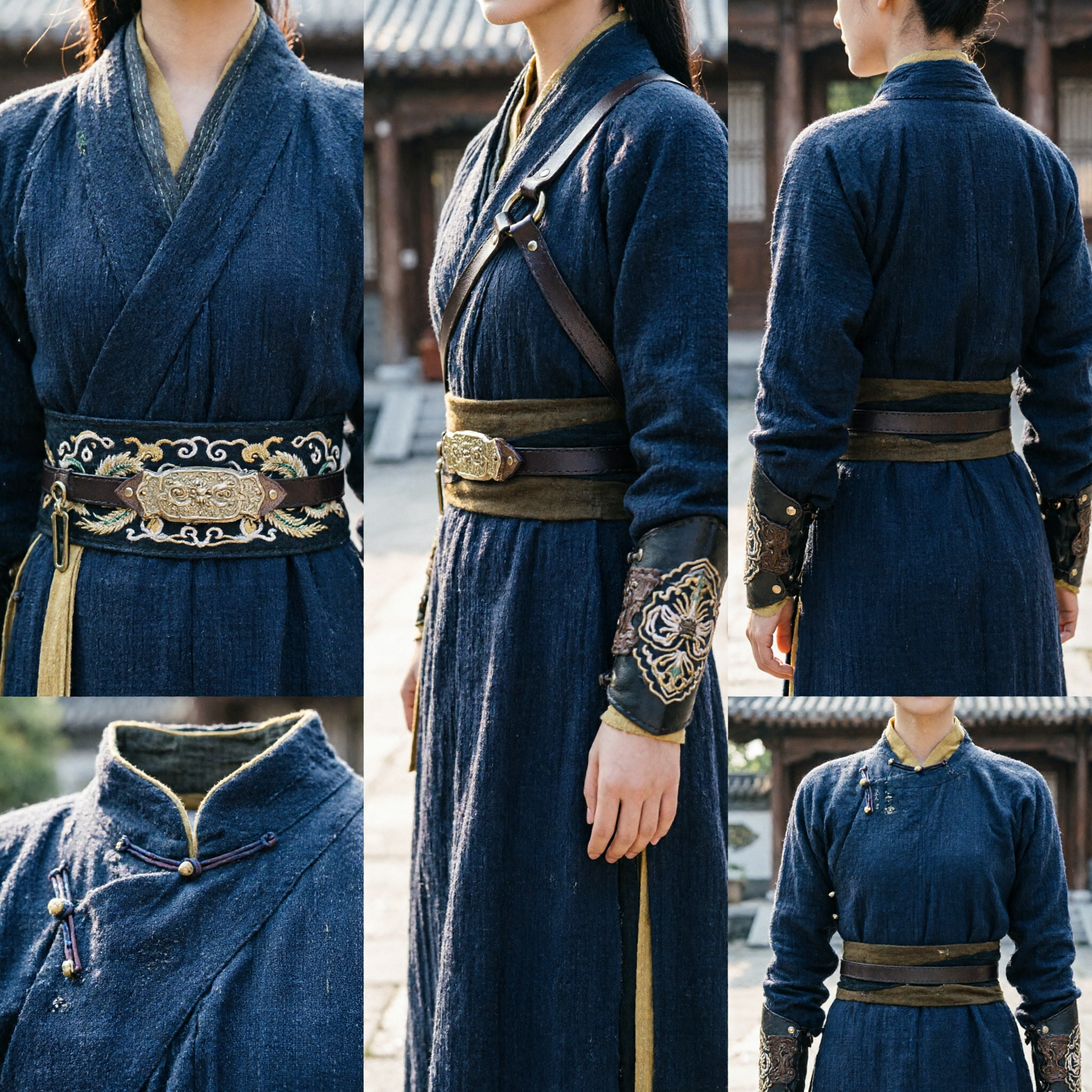 Ancient Chinese Wuxia Swordswoman Costume Women Black Hanfu Assassin Outfit with Veil Hat for Cosplay Performance - Asian Costume