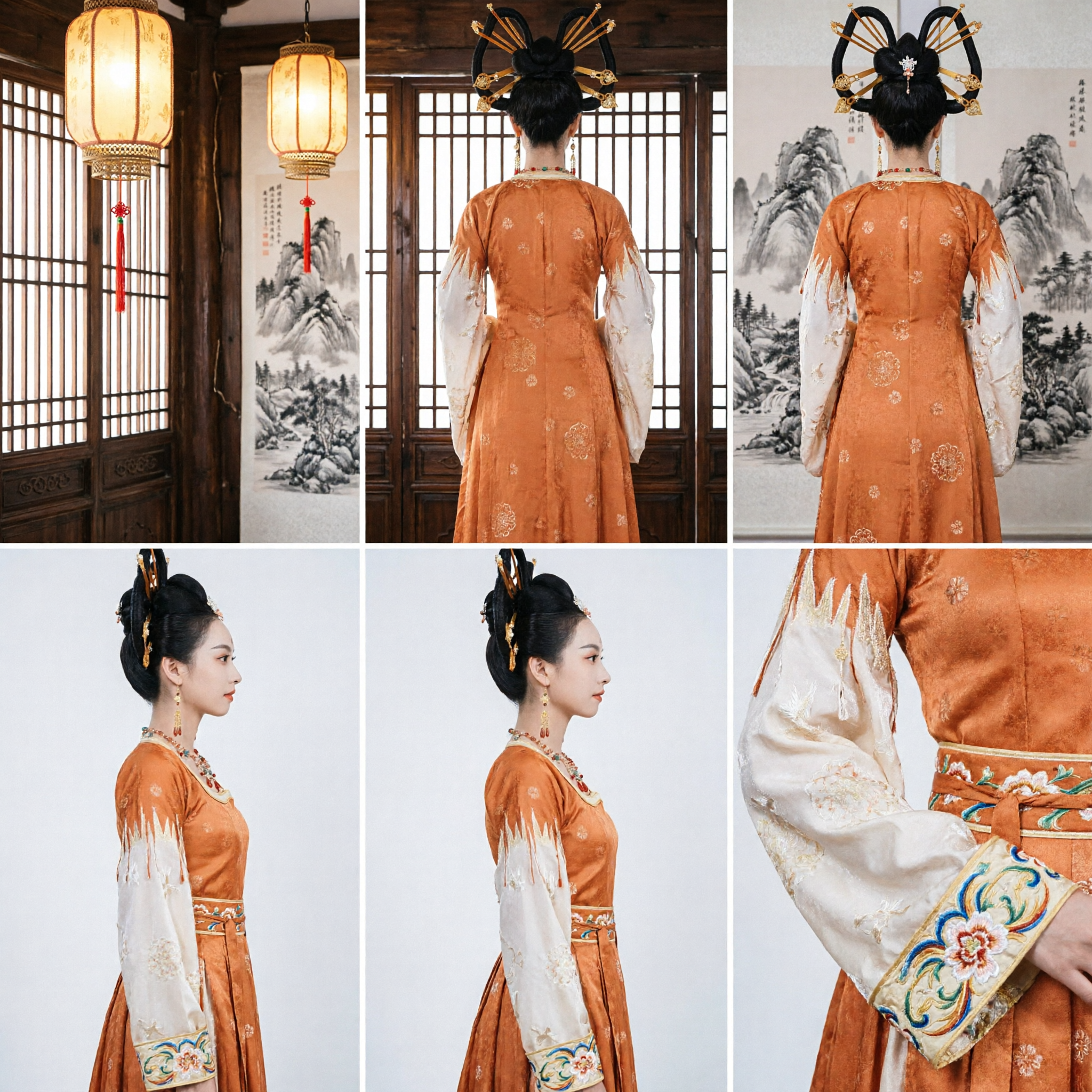 Ancient Chinese Tang Dynasty Princess Wig and Hair Jewelry Set for Women Hanfu Costume Performance - Asian Costume