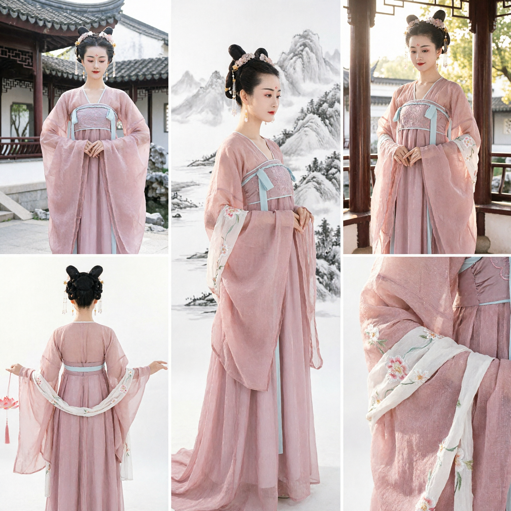 Elegant Pink Tang Dynasty Hanfu Dress Traditional Chinese Ancient Palace Fairy Costume for Women Photoshoot - Asian Costume