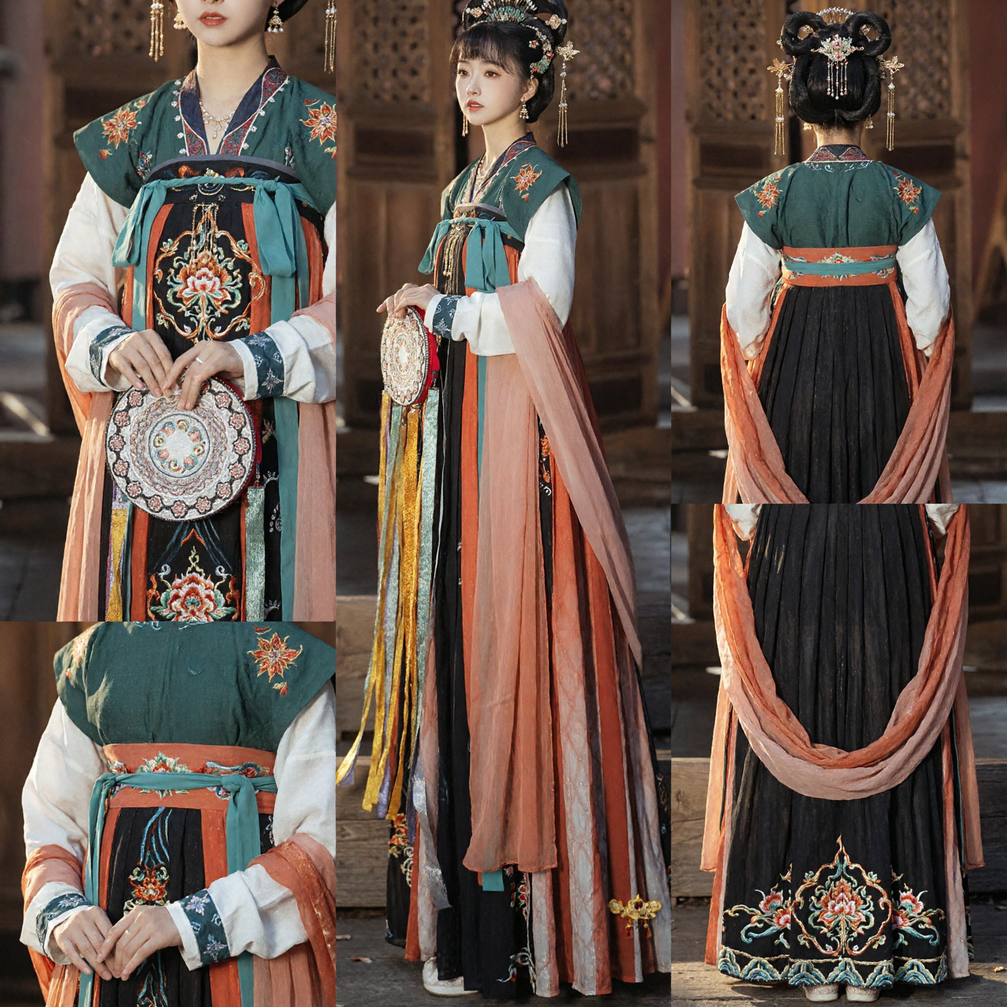 Traditional Chinese Hanfu Tang Dynasty Palace Lady Costume Ancient Green Embroidered Dress for Women Cosplay - Asian Costume