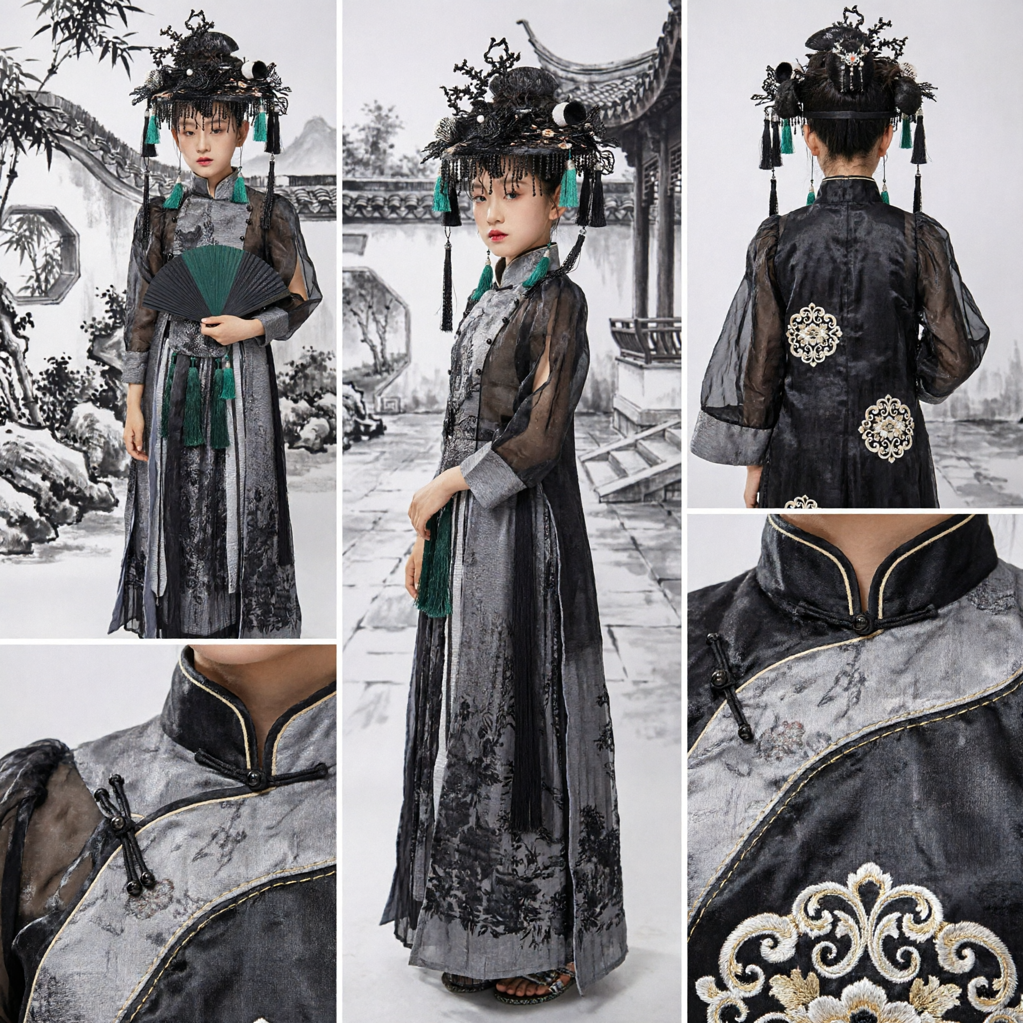 Traditional Chinese Black Hanfu Costume for Girls Ancient Wuxia Swordswoman Outfit Kids Performance Clothing - Asian Costume
