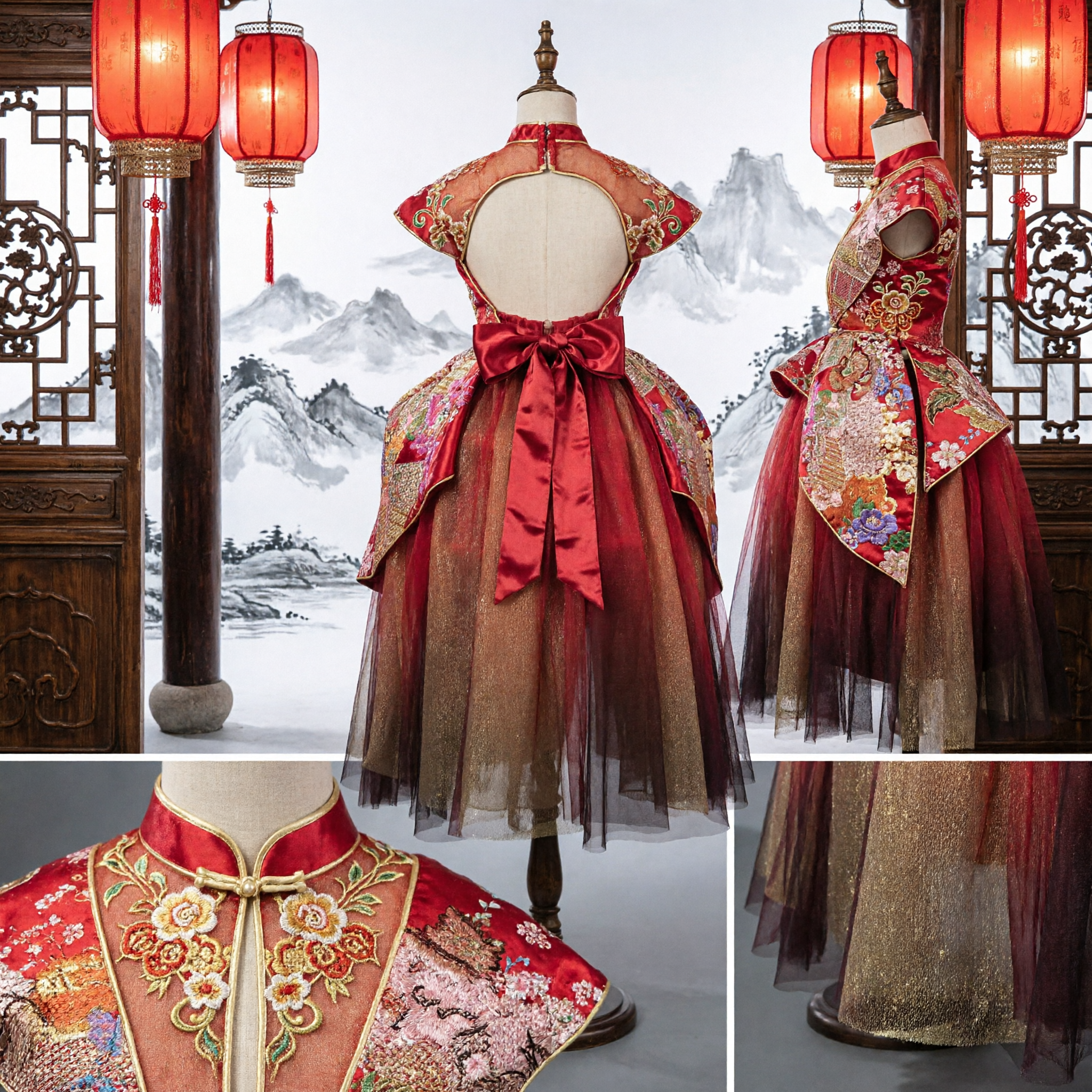 Traditional Chinese Red Hanfu Wedding Dress Ancient Ming Dynasty Style Embroidered Costume for Women - Asian Costume