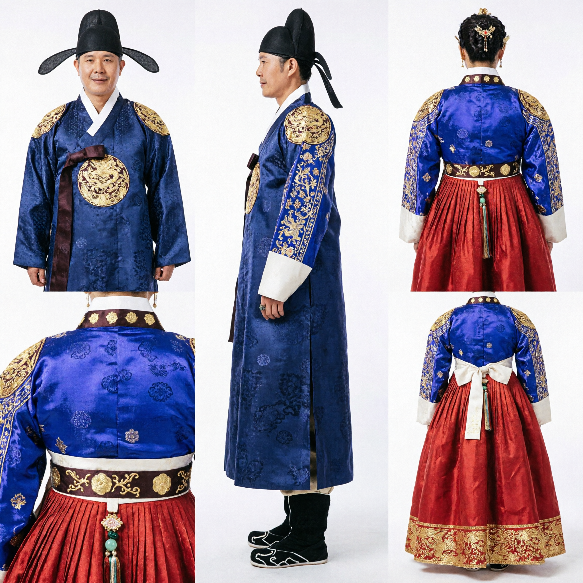 Korean Traditional Wedding Hanbok Set Royal Couple Bridal Groom Costume for Historical Drama Cosplay - Asian Costume