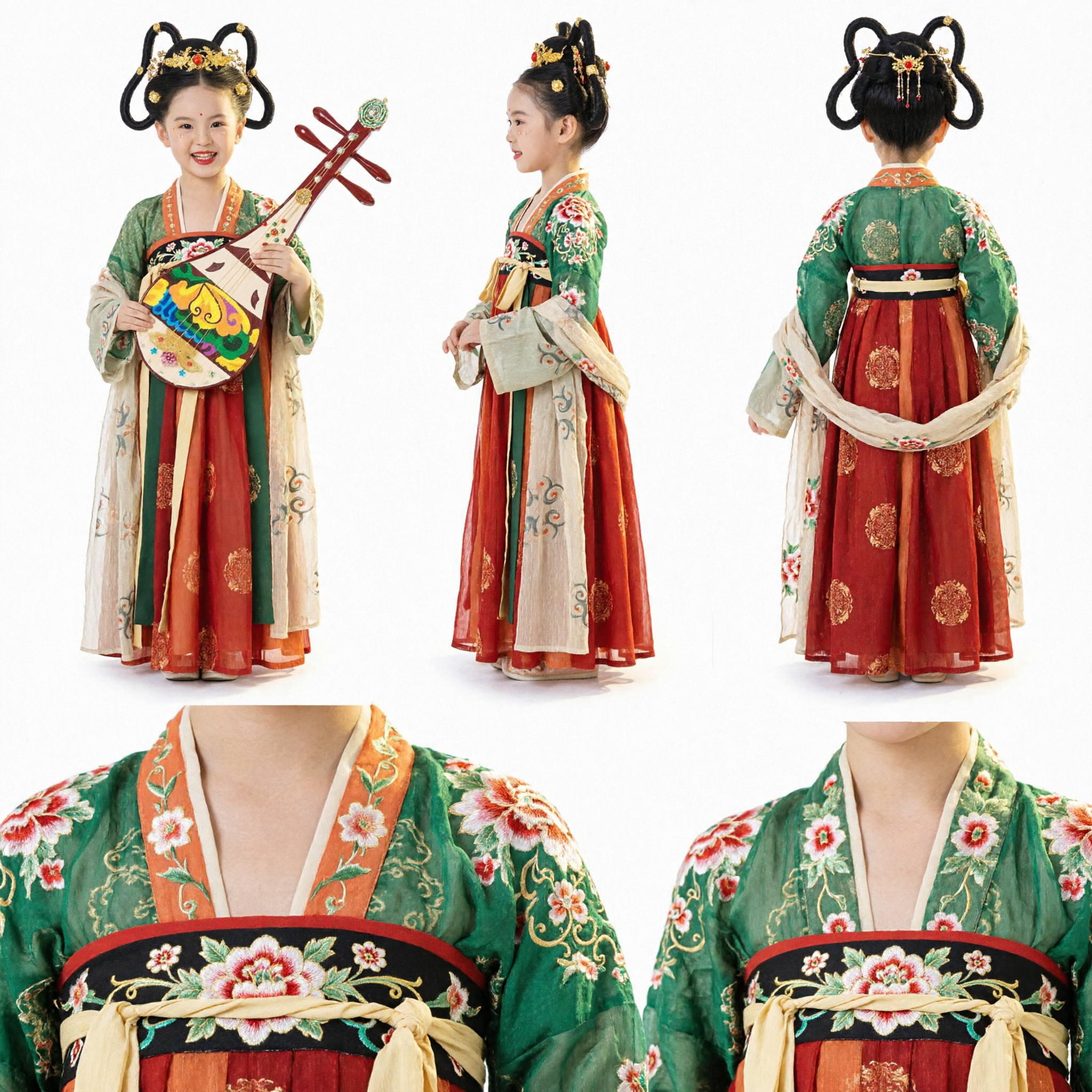 Chinese Tang Dynasty Hanfu Costume for Kids Girls Traditional Princess Dress Ancient Dance Performance Outfit - Asian Costume