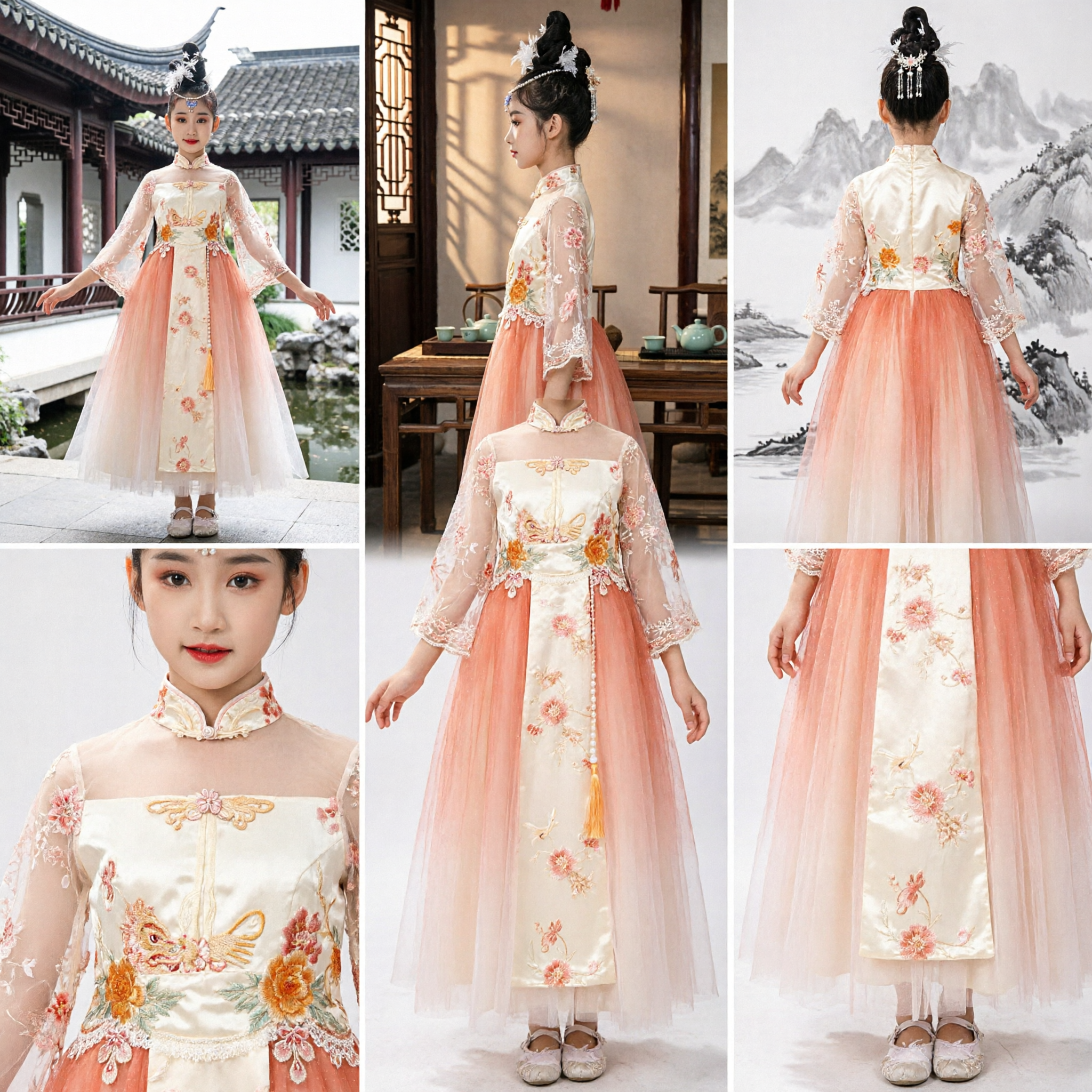 Girls Chinese Traditional Hanfu Dress Kids Ancient Fairy Costume for Dance Performance Stage Show - Asian Costume