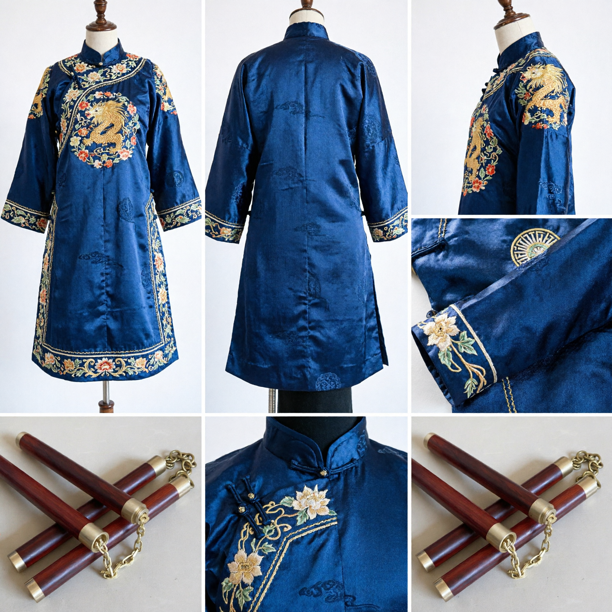 Traditional Wooden Nunchucks with Brass Chain Chinese Kung Fu Martial Arts Weapon for Training and Performance - Asian Costume