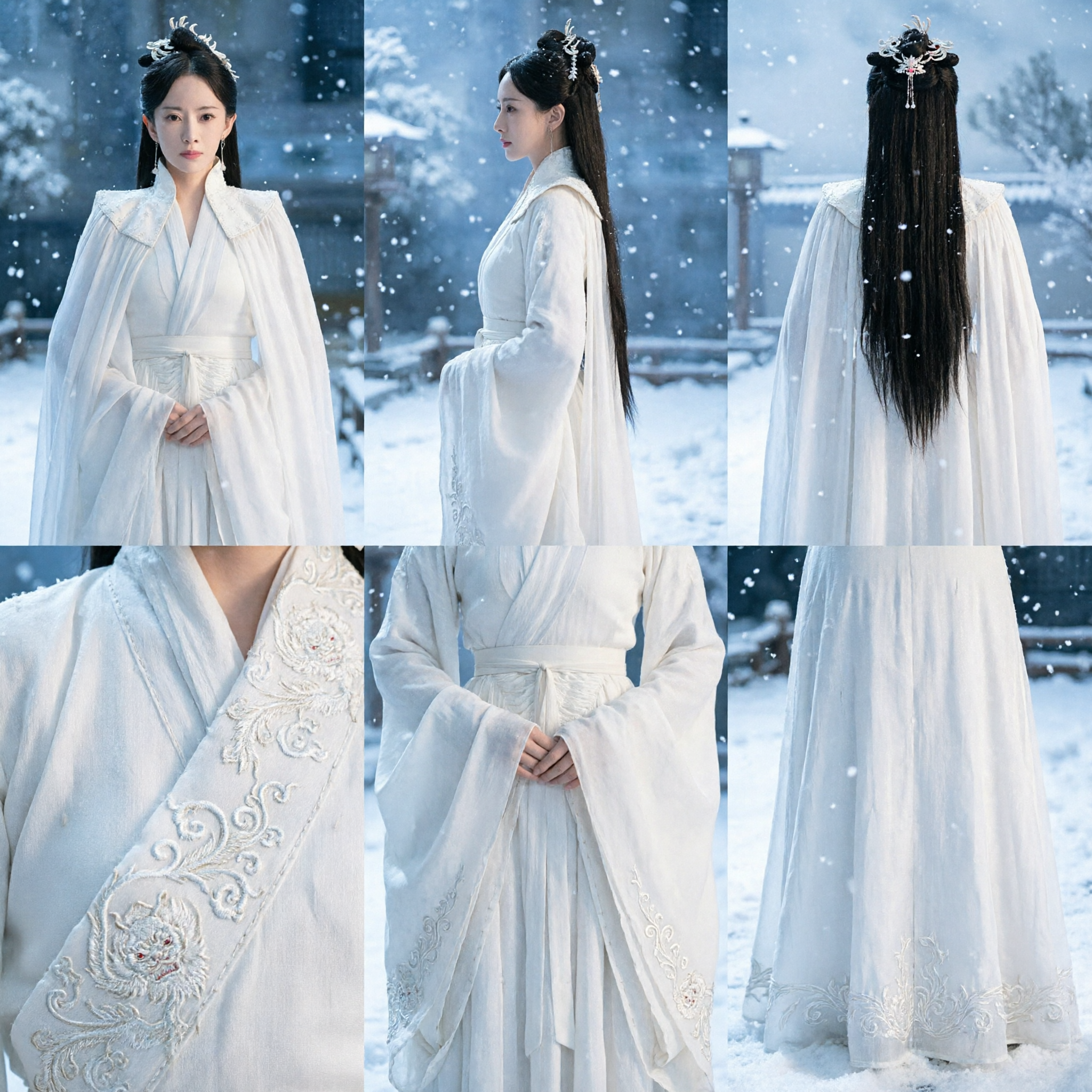 Elegant White Chinese Hanfu Ancient Traditional Costume Women Fairy Dress for Cosplay and Historical Drama Performance - Asian Costume