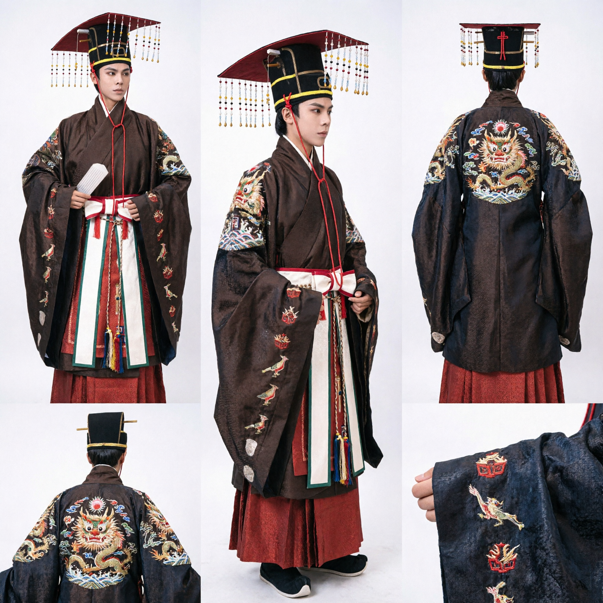 Traditional Chinese Ming Dynasty Official Hanfu Robe Ancient Scholar Costume for Men Wedding Cosplay Photography - Asian Costume