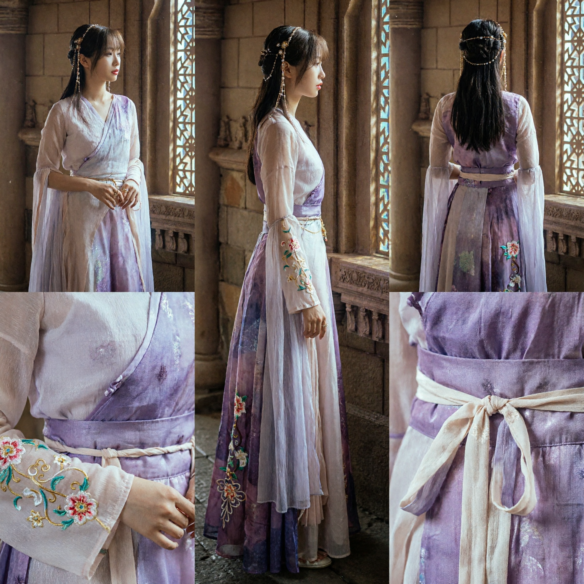Ethereal Pastel Gradient Hanfu Traditional Chinese Ancient Costume for Women Period Drama Cosplay Photography - Asian Costume
