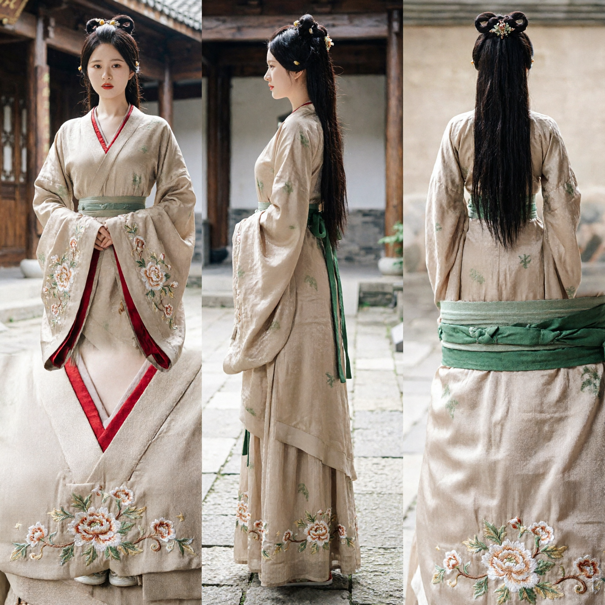 Ancient Chinese Hanfu Costume Traditional Han Dynasty Beige Ruqun Dress for Women Cosplay Photography - Asian Costume