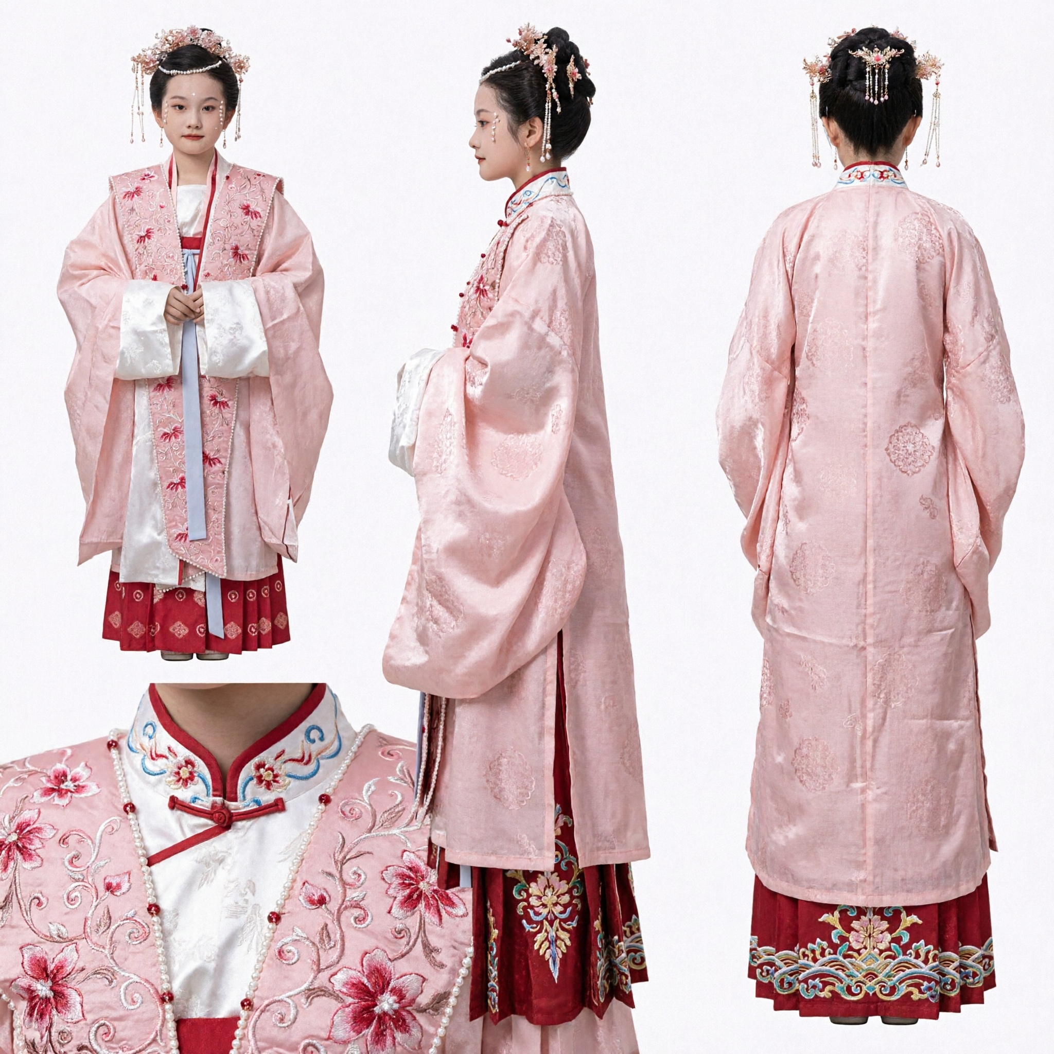 Traditional Chinese Hanfu Costume for Girls Pink Ancient Princess Dress Kids Festival Performance Outfit - Asian Costume