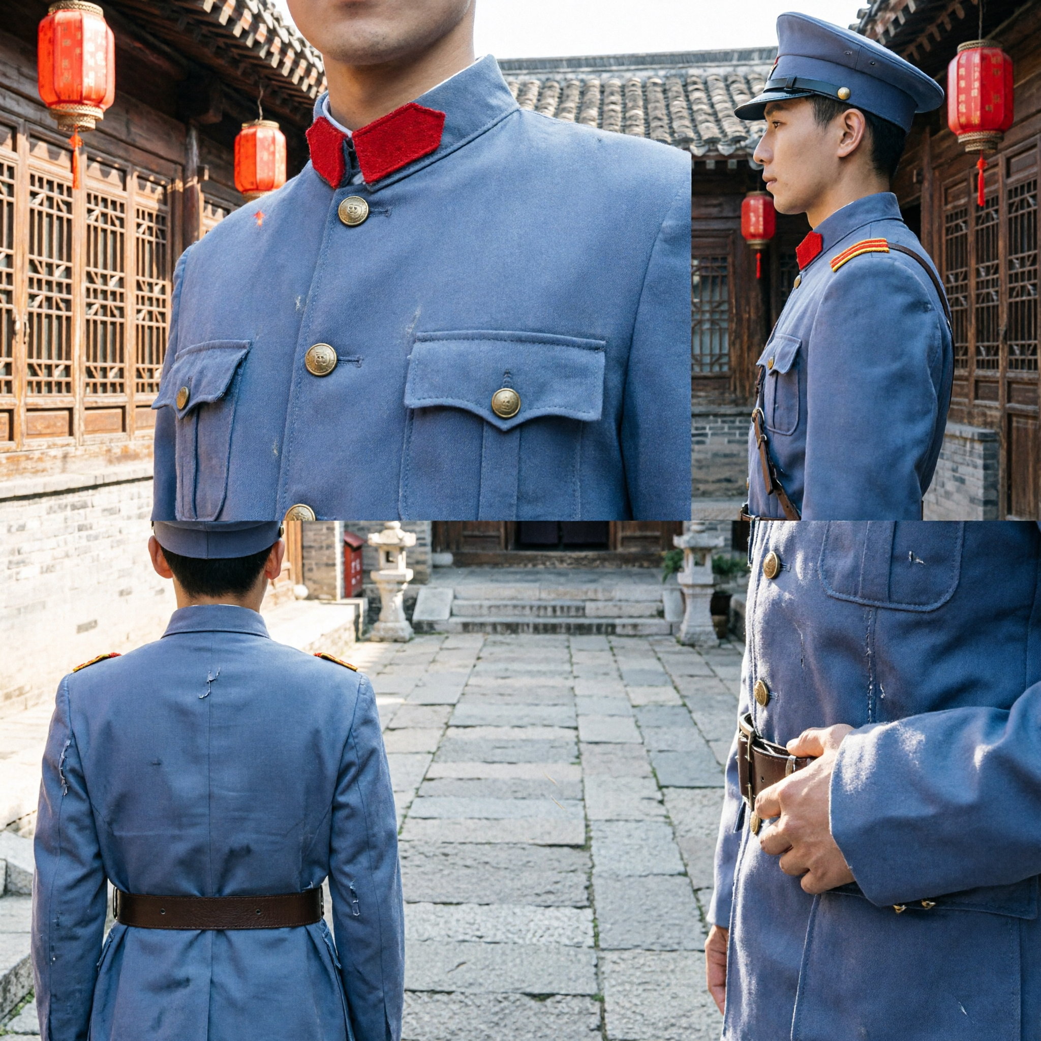 Men's Chinese Republican Era Beiyang Army Officer Military Uniform Costume for Cosplay and Historical Stage Performance - Asian Costume