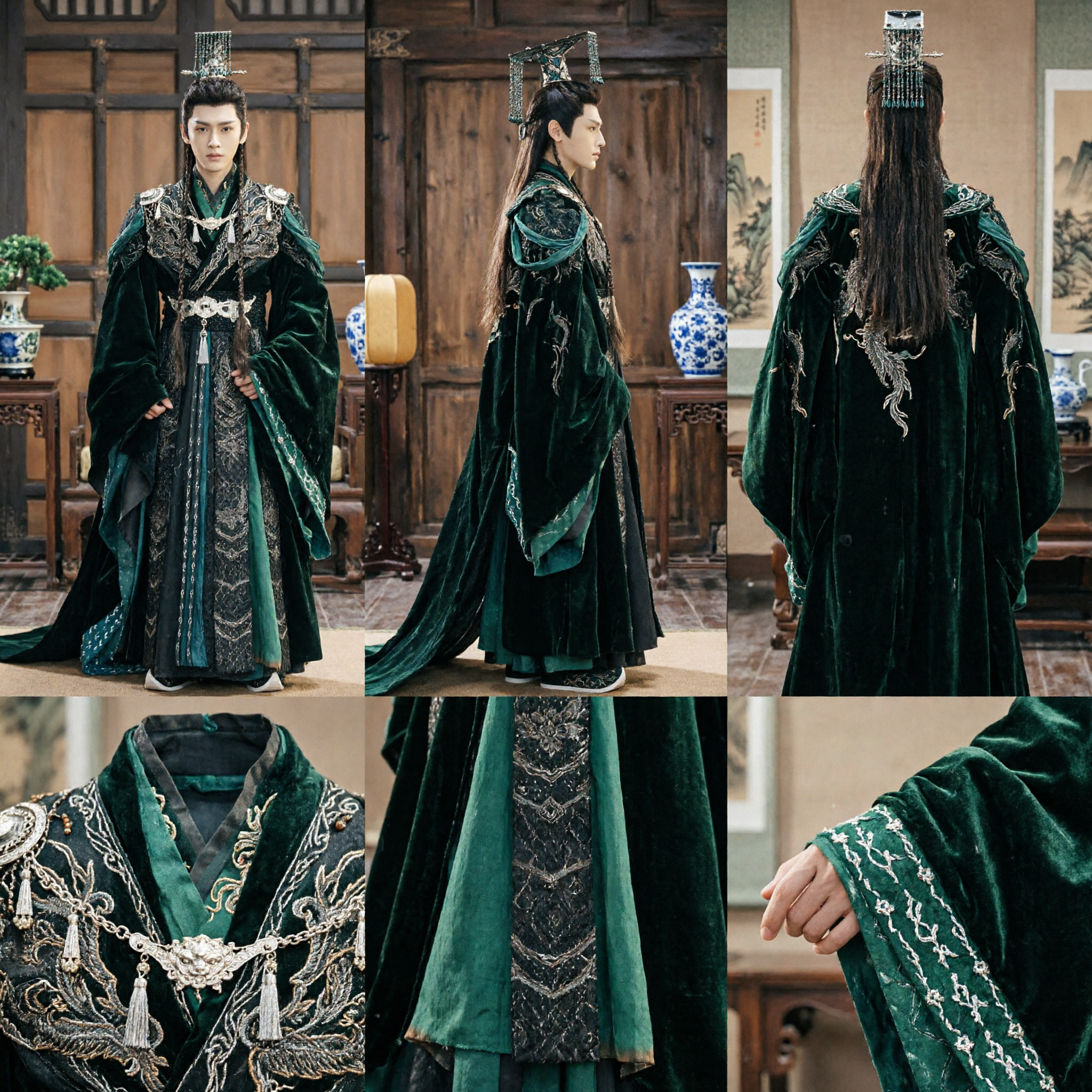 Majestic Black Chinese Emperor Hanfu Costume for Men Ancient Traditional Fantasy Drama Cosplay Outfit - Asian Costume