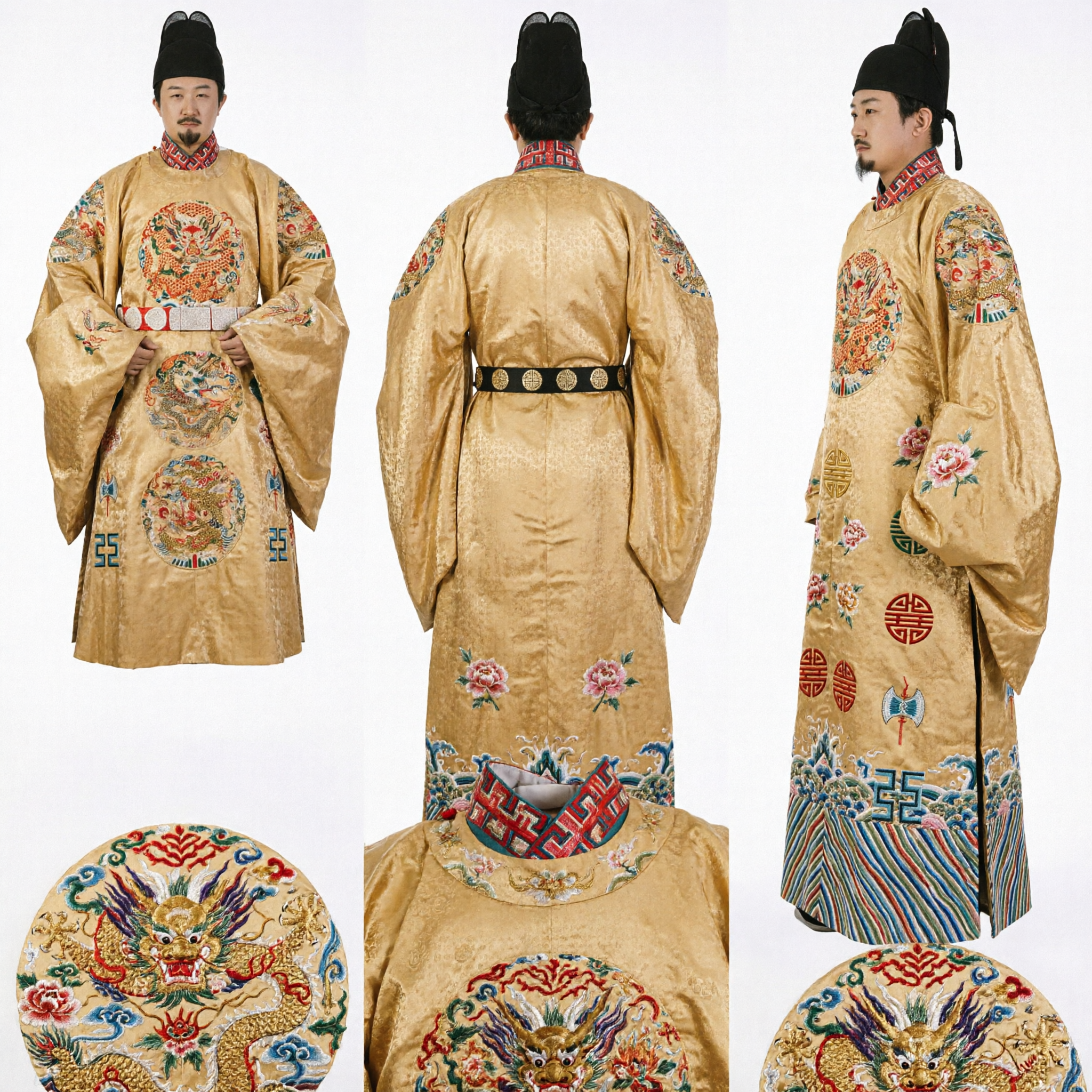 Ancient Chinese Ming Dynasty Emperor Yellow Dragon Robe Traditional Hanfu Costume for Men Historical Cosplay Performance - Asian Costume