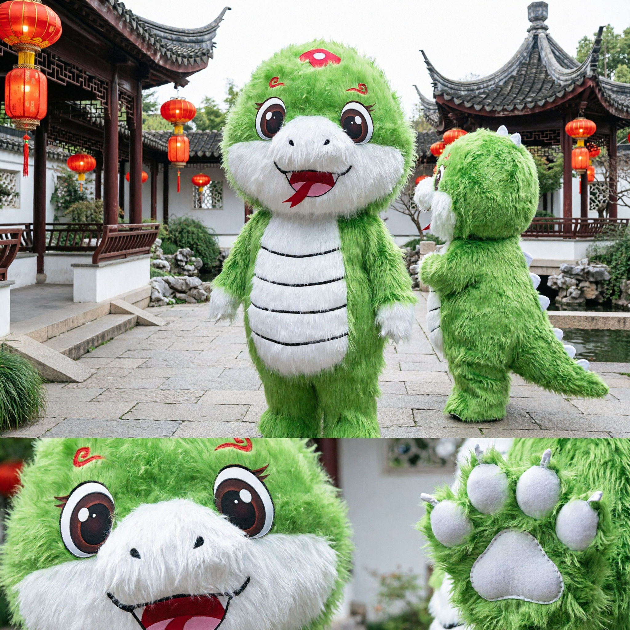 Green Chinese Dragon Mascot Costume Plush Animal Suit for Theme Park Parades and Events Adult - Asian Costume