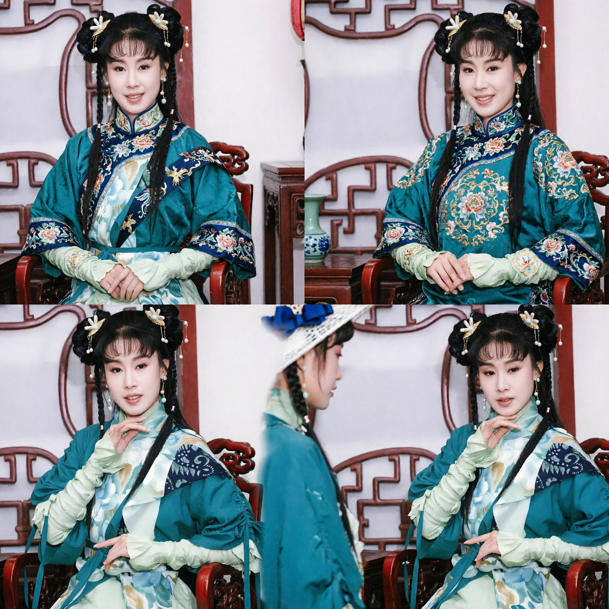 Women's Ancient Chinese Green Hanfu Costume Traditional Palace Lady Historical Drama Cosplay Clothing Set with Accessories - Asian Costume