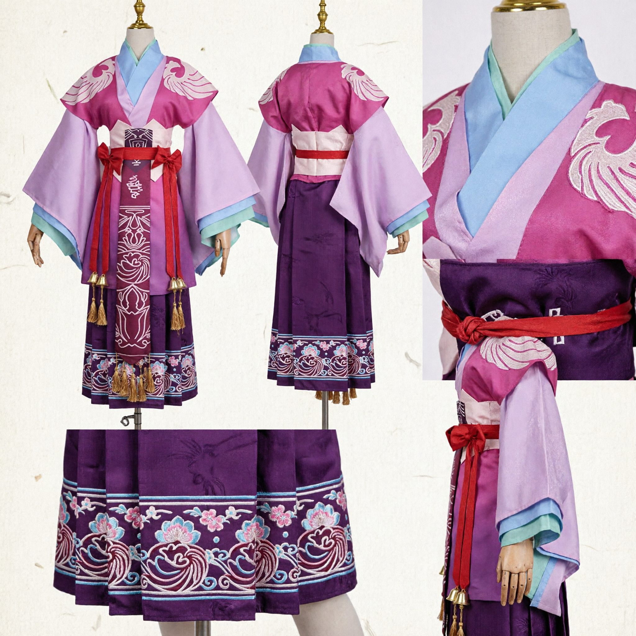 Ancient Chinese Traditional Hanfu Costume Pink Purple Fairy Dress Women Swordswoman Outfit for Cosplay Stage Performance - Asian Costume