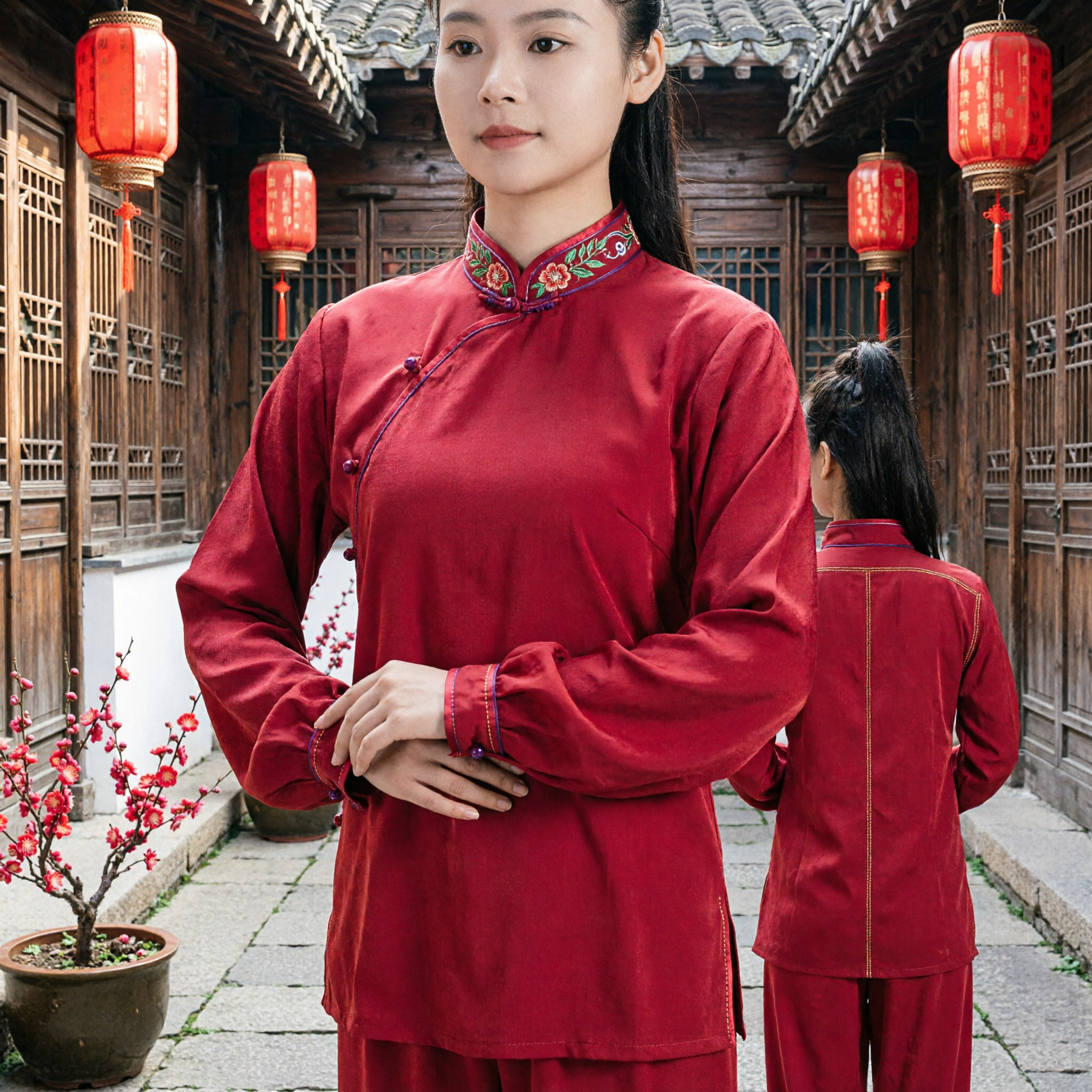 Traditional Chinese Red Kung Fu Uniform Women Tai Chi Martial Arts Costume for Performance and Practice - Asian Costume