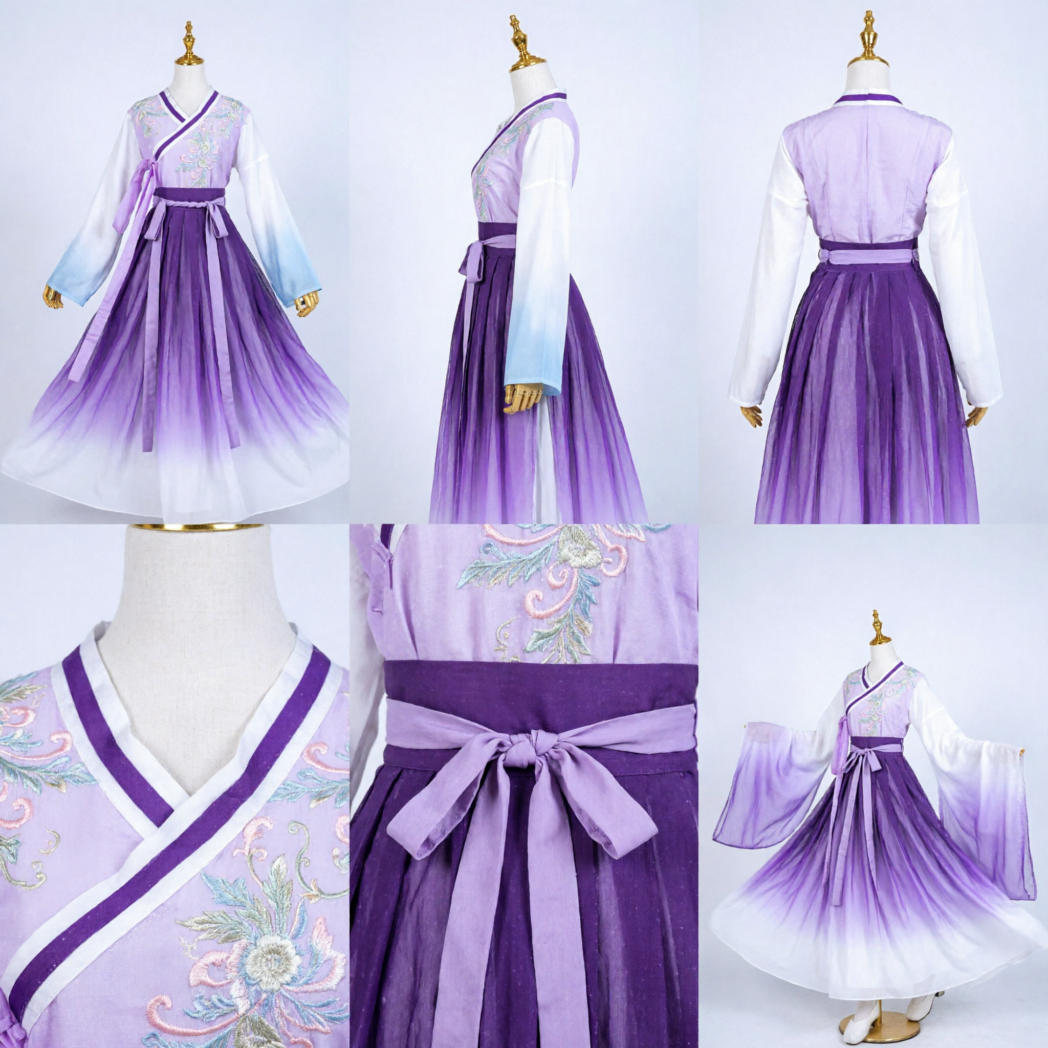 Elegant Purple Gradient Hanfu Traditional Chinese Ancient Fairy Costume for Women Classical Dance Performance - Asian Costume