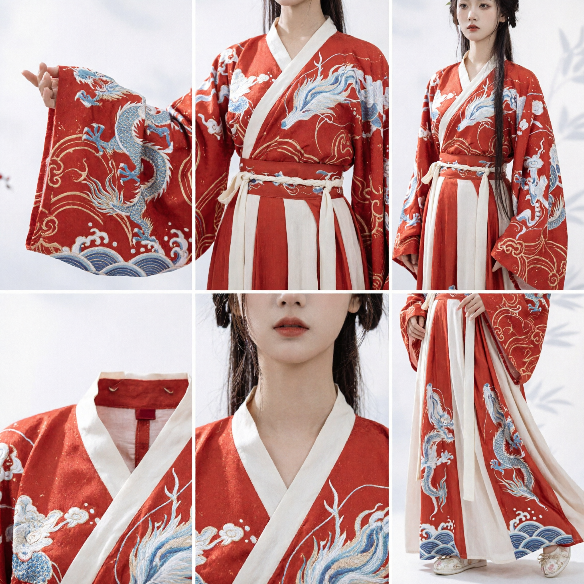 Traditional Chinese Hanfu Red Robe with Crane Print Ancient Costume for Women Performance Cosplay - Asian Costume