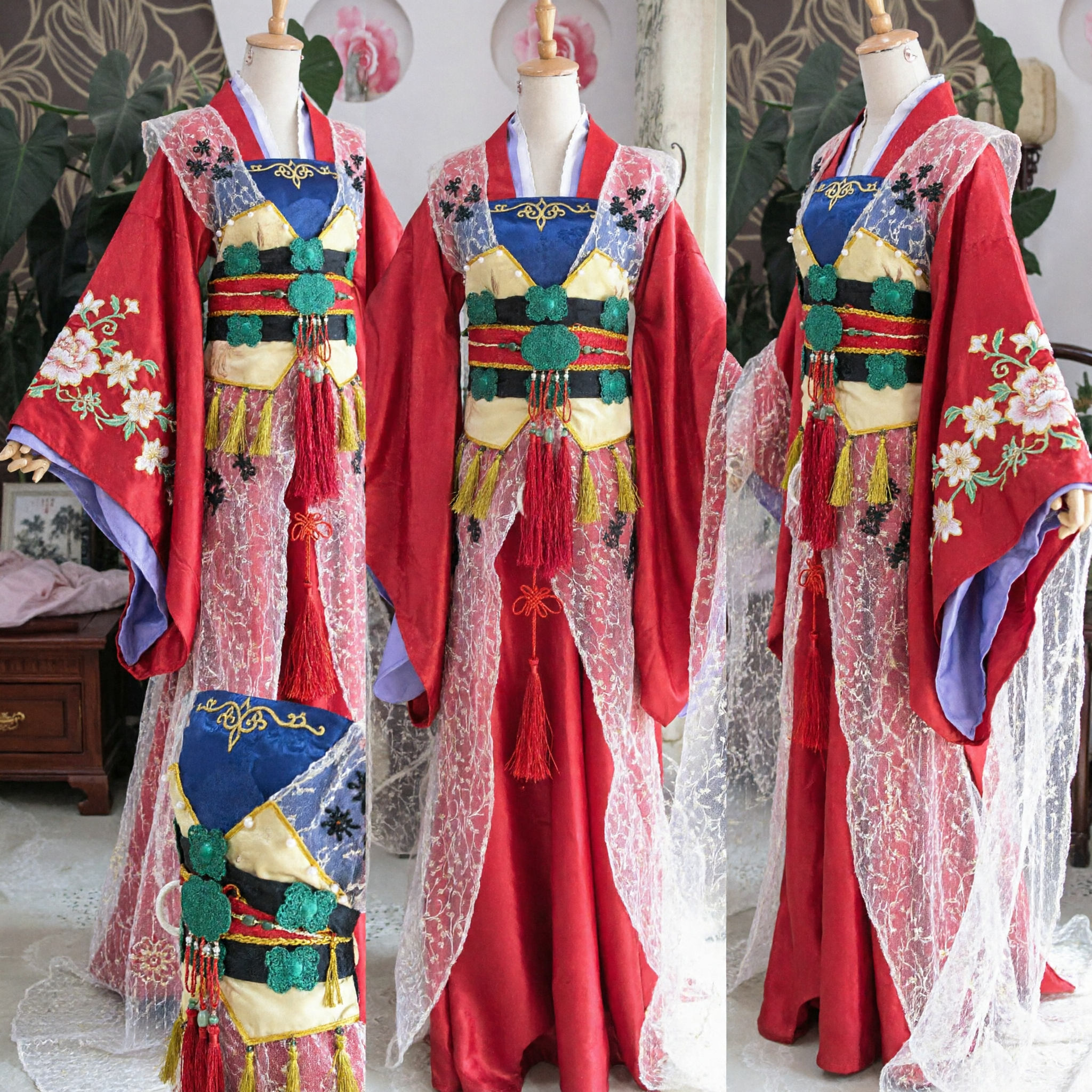 Ancient Chinese Traditional Red Hanfu Costume Tang Dynasty Palace Lady Dress for Women Wedding Cosplay - Asian Costume