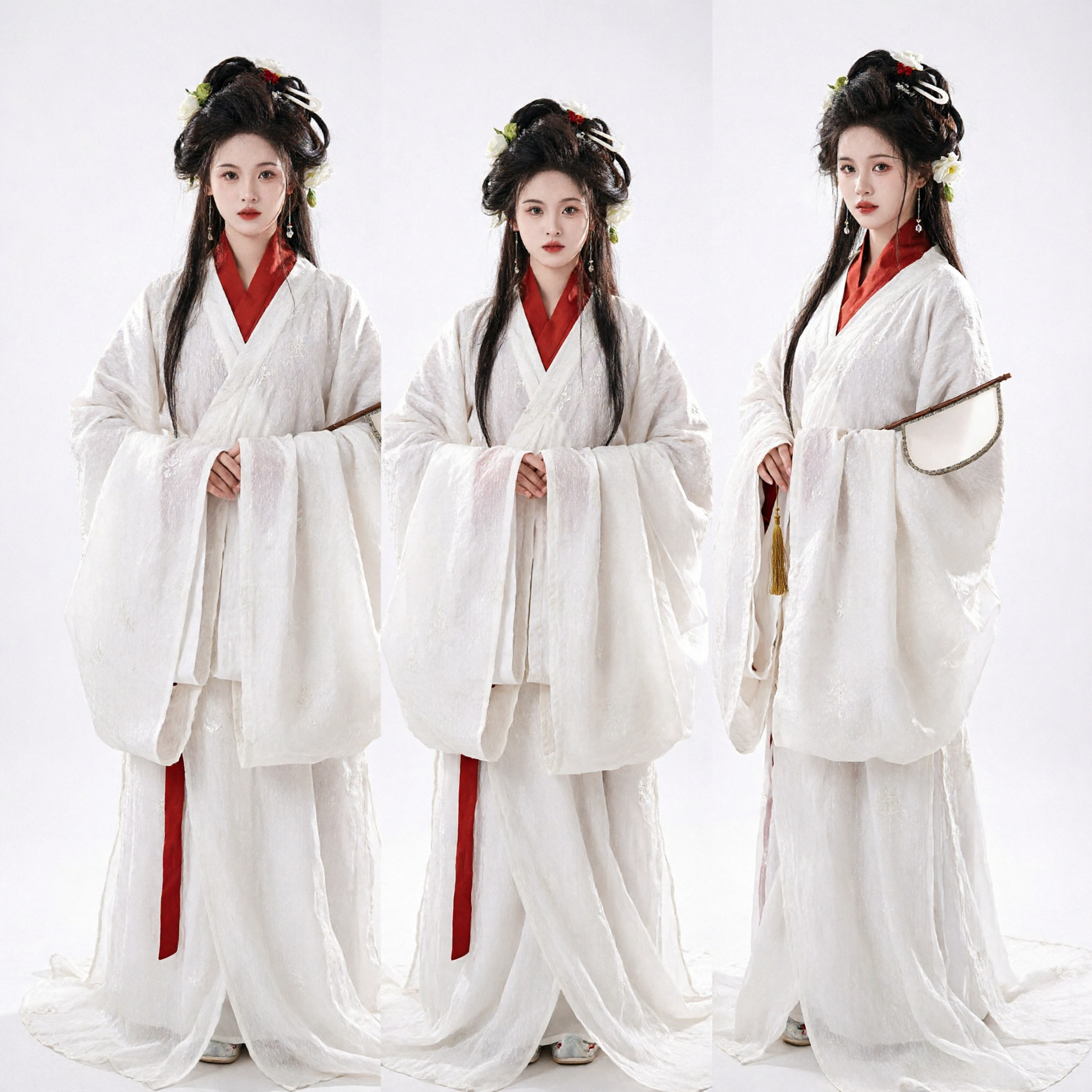 Elegant White Traditional Chinese Hanfu Costume Women Ancient Fairy Dress for Cosplay Photography - Asian Costume