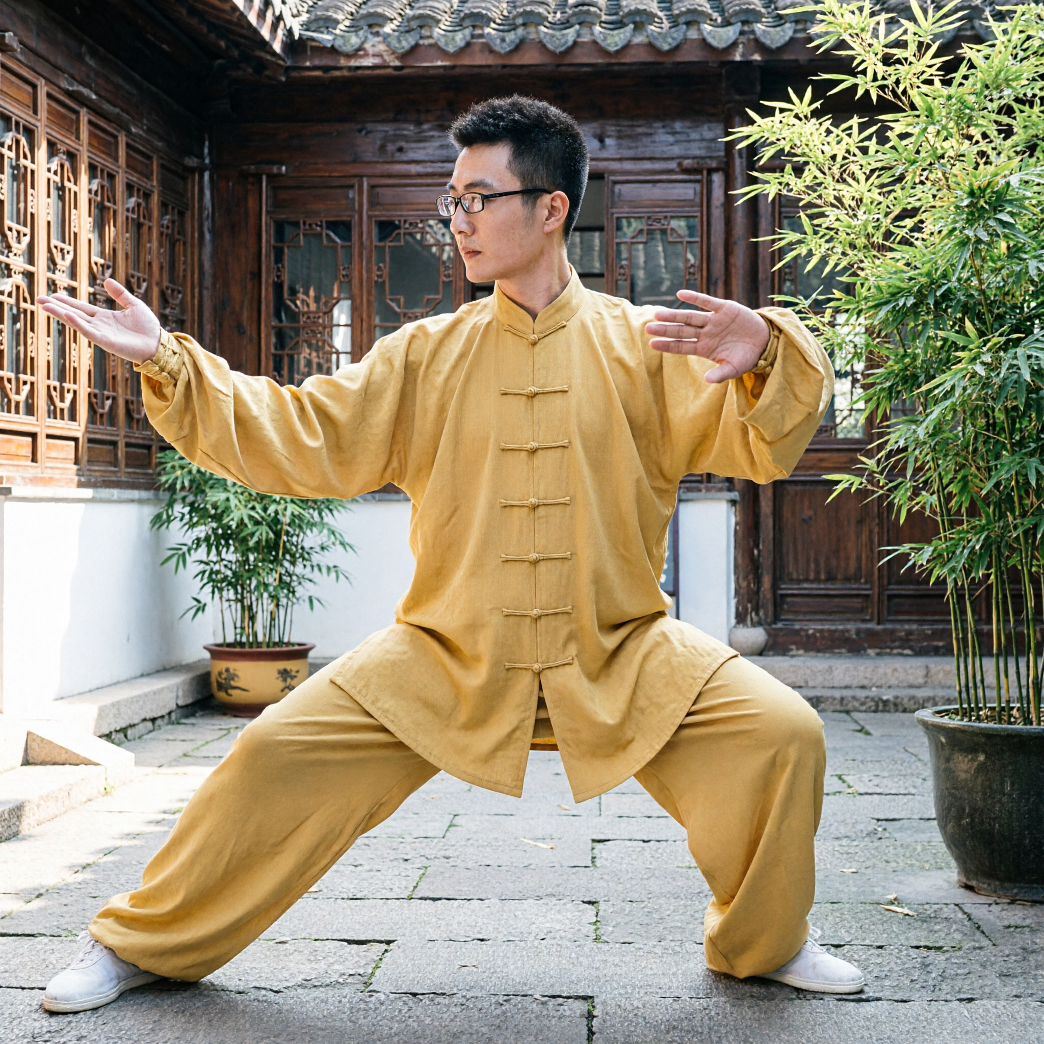 Men's Traditional Tai Chi Uniform Kung Fu Suit Martial Arts Training Clothing Yoga Meditation Wear - Asian Costume