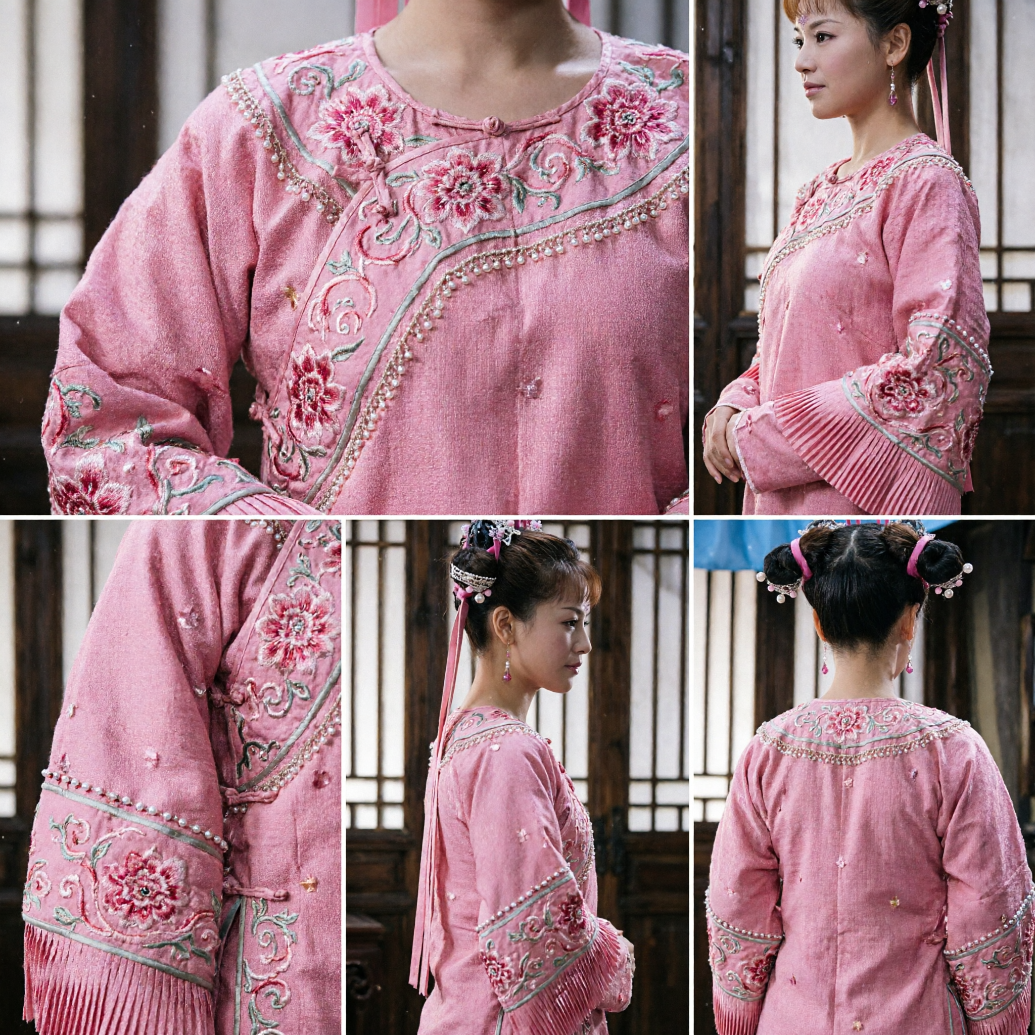 Exquisite Chinese Traditional Hanfu Headpiece with Pink Ribbons and Silver Filigree for Period Drama Cosplay and Cultural Festivals - Asian Costume