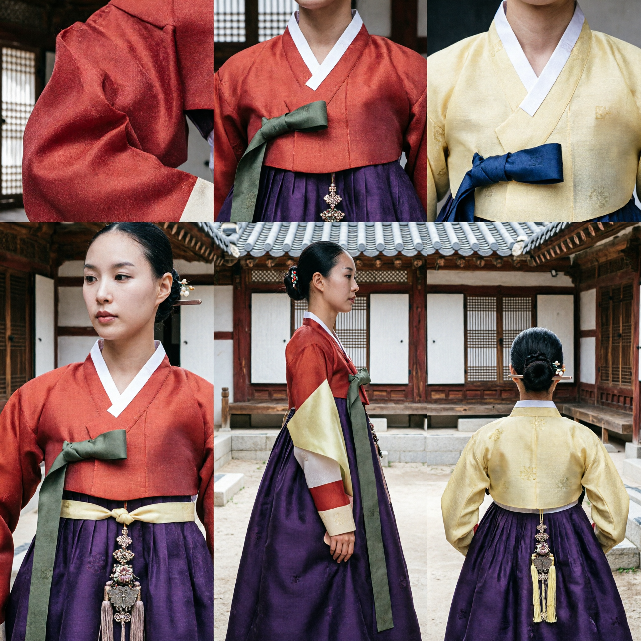 Traditional Korean Hanbok Dress for Women Formal Wedding Festival Performance Costume Red Top Purple Skirt - Asian Costume