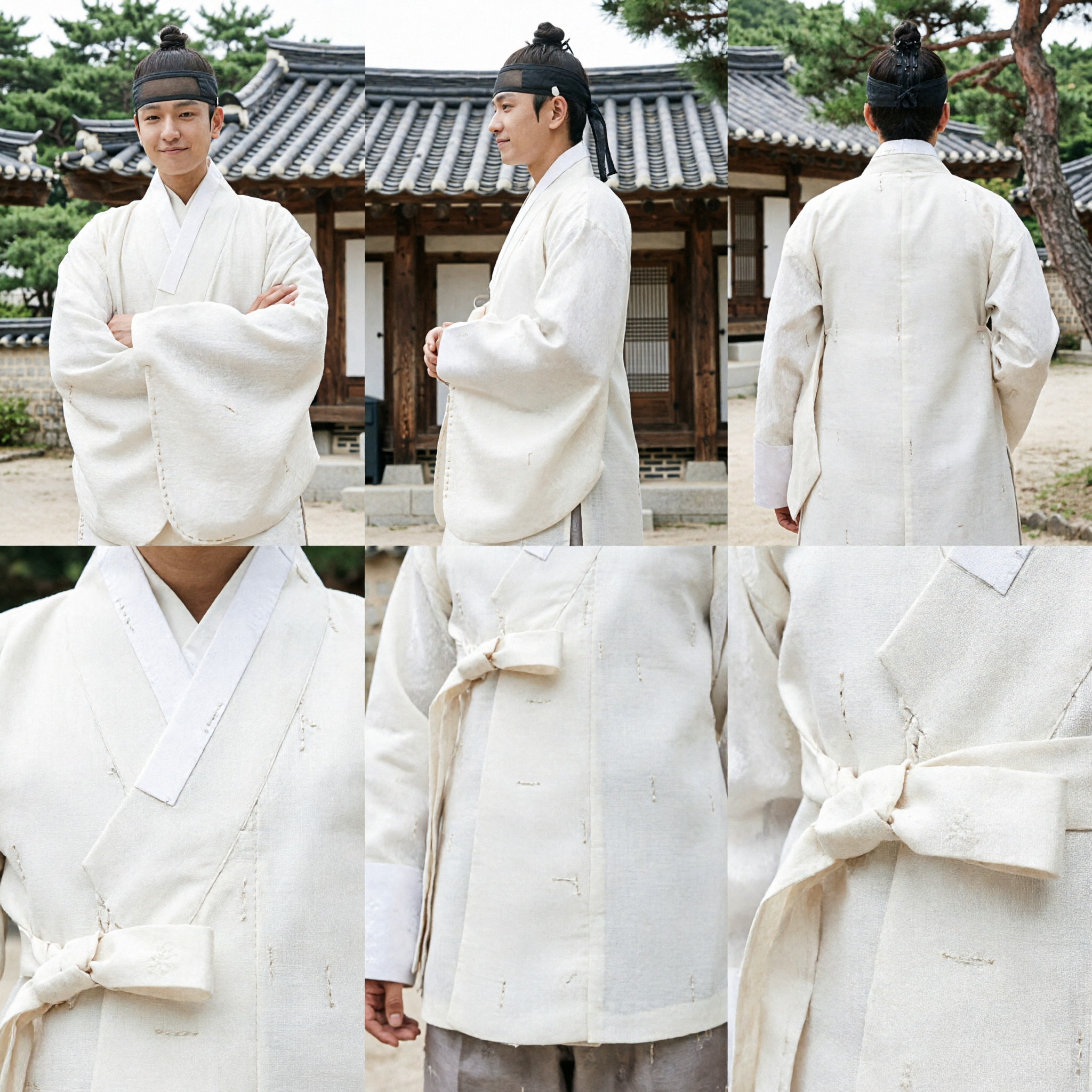 Men's Traditional Korean Hanbok White Scholar Robe Ancient Historical Costume for Cosplay and Festivals - Asian Costume