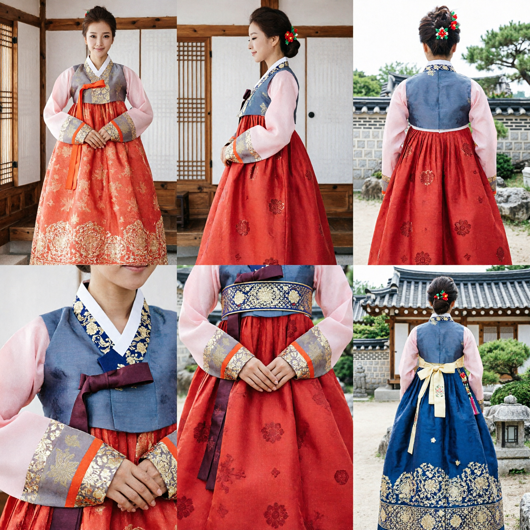 Elegant Pink and Orange Korean Hanbok Traditional Dress for Women Suitable for Weddings Festivals and Parties - Asian Costume