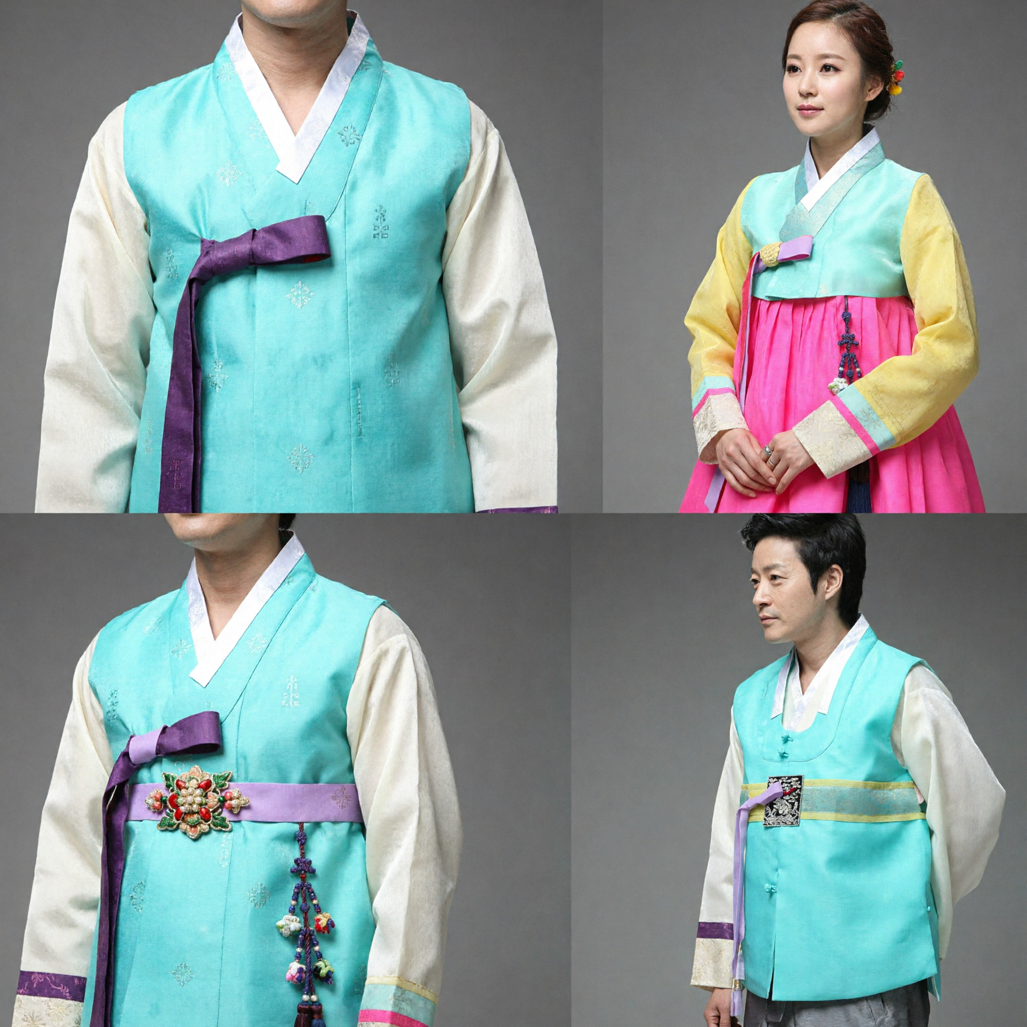 Premium Korean Traditional Hanbok Couple Set for Wedding Ceremony Lunar New Year Celebration and Formal Events - Asian Costume
