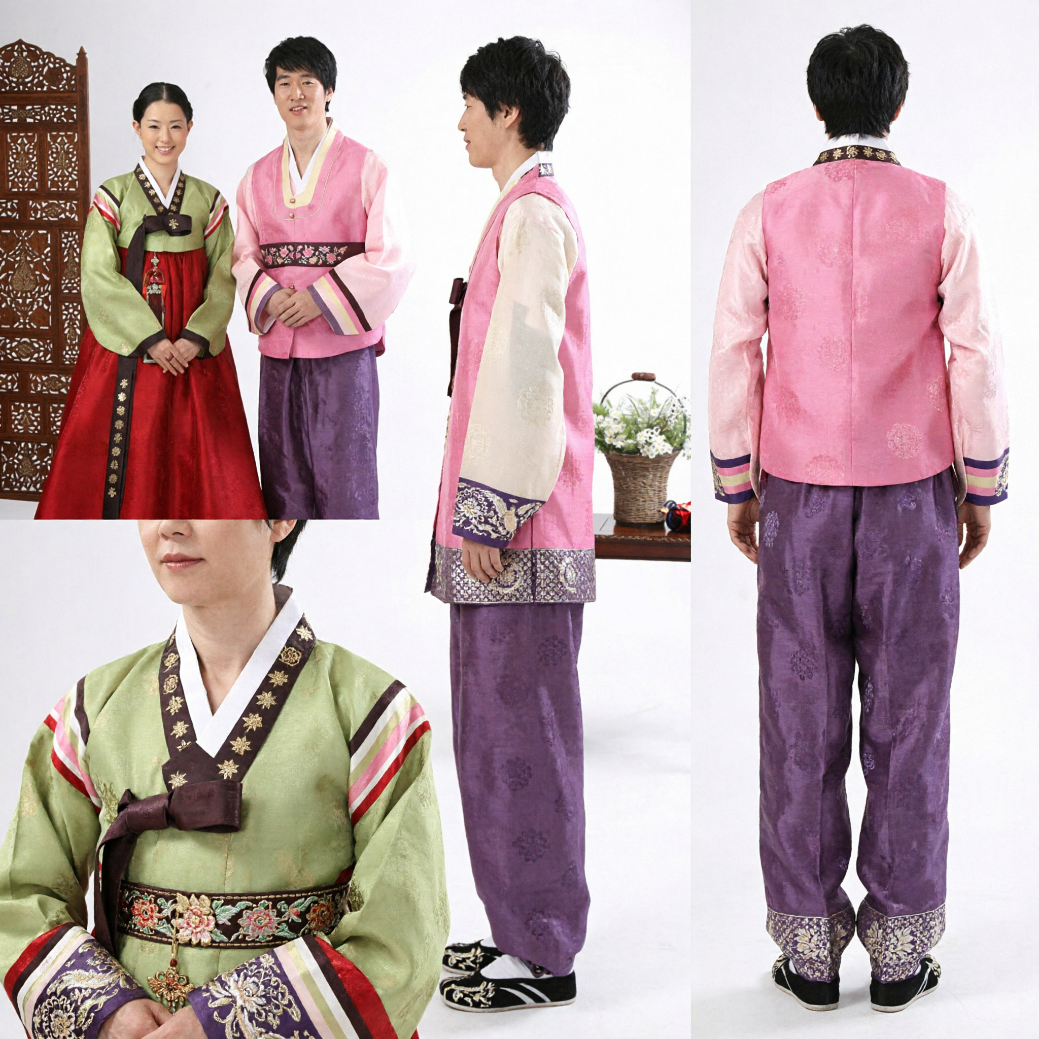 Elegant Traditional Korean Hanbok Couple Set for Wedding Ceremony Formal Party and Cultural Events - Asian Costume