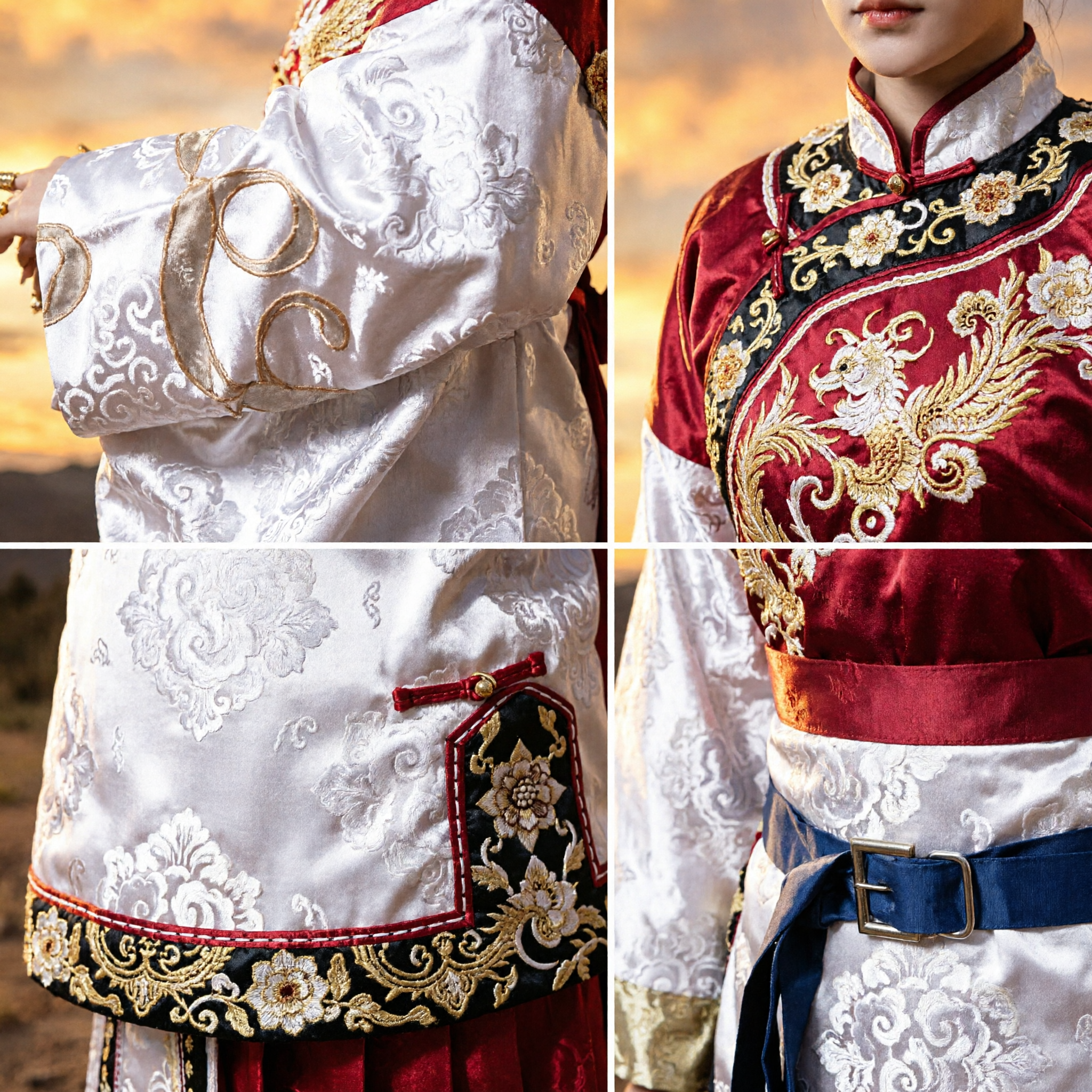 Ancient Chinese Traditional Red Veil Hanfu Costume Complete Set for Women Cosplay Stage Performance - Asian Costume