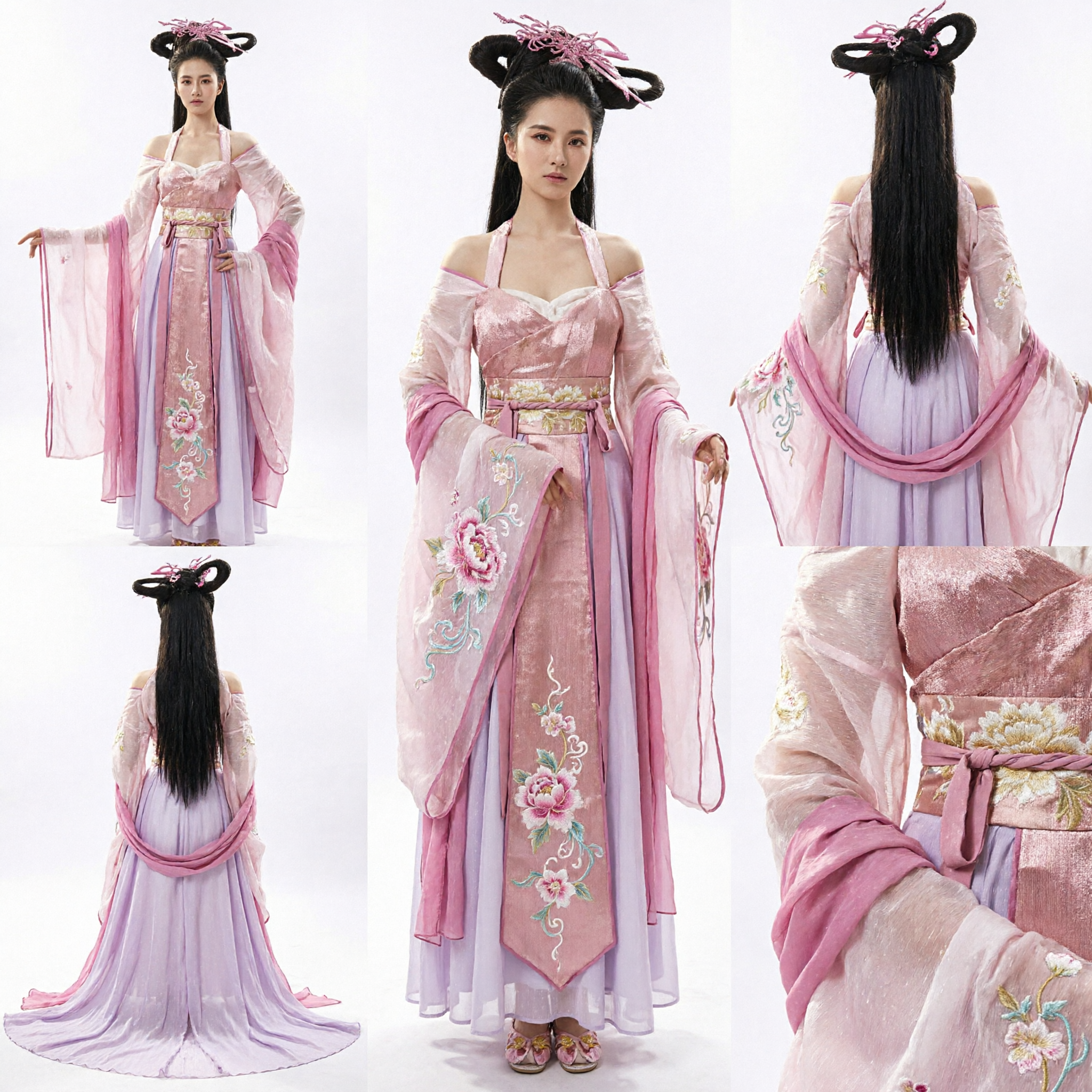 Traditional Chinese Hanfu Ancient Fairy Dress Pink Flowing Robe for Women Cosplay Performance Costume - Asian Costume